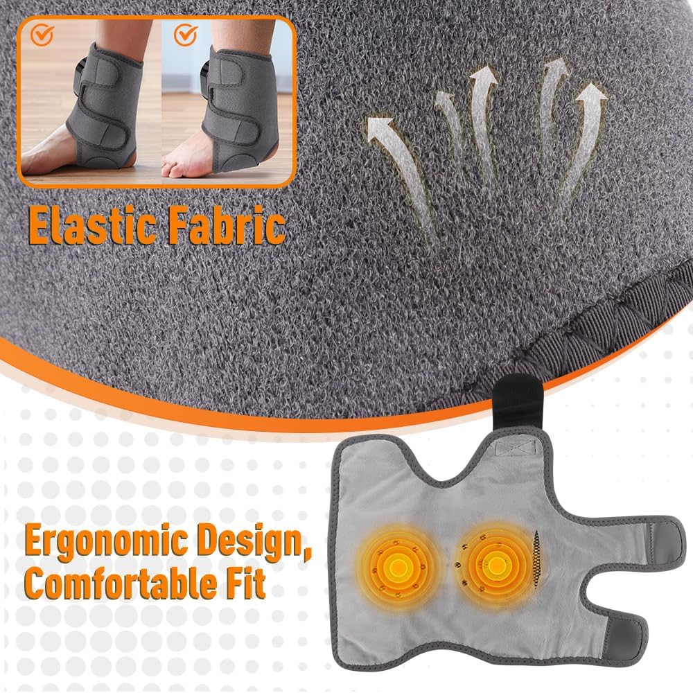 Foot and Ankle Massager for Pain Relief, Cordless Ankle Heating Pad Foot Renew Triple Method Massager with Adjustable Timer, 6 Heat Levels, 3 Vibration Modes, Grey