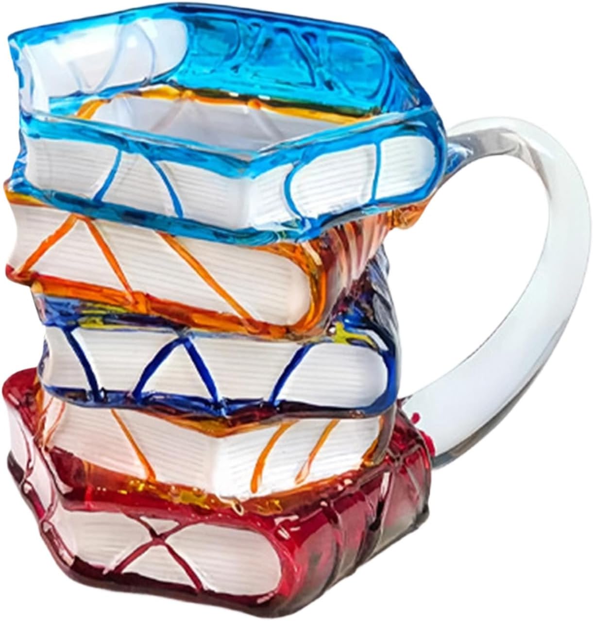 Book Lover Mug - Colorful Coffee Glass, Hot Cold with Beverage Design, Readers Tea with Reading Theme, Home Dorm Cup, Librarians Enthusiasts for Apartment Water Juice Milk