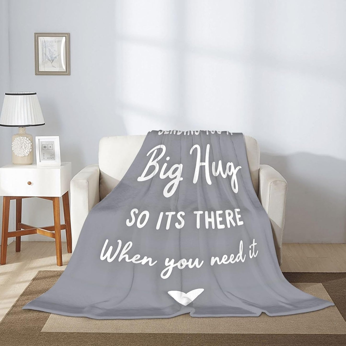 Sending You A Big Hugs So Its There When You Needs It Blanket Cozy Flannel Throw Comfort Blanket Supportive Healing Gift for Friend Family Sympathy Encouragement Bereavement Get Well Soon
