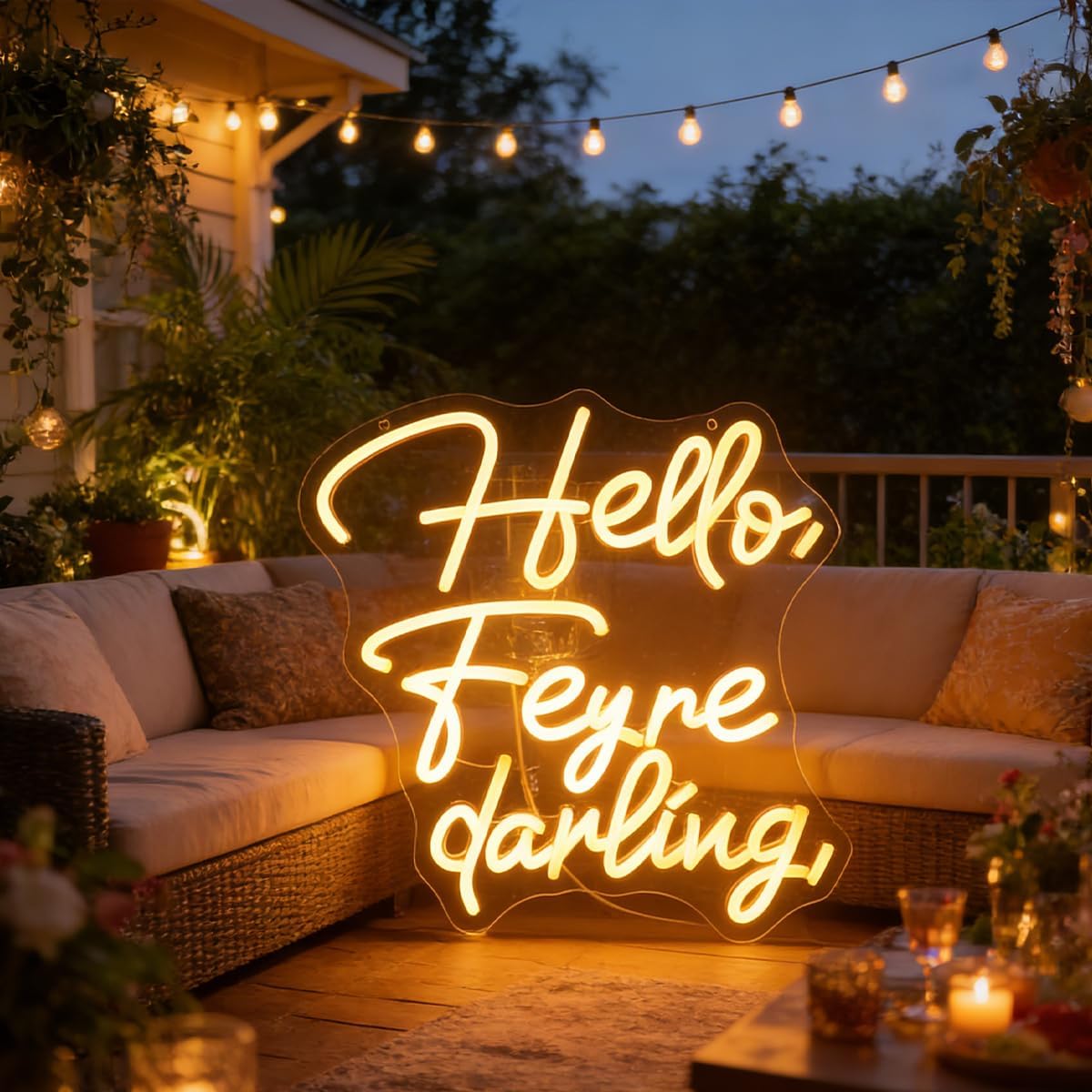 "Hello, Feyre Darling" Bookish Quote Light - Whimsical LED Decor for Fan's Bedroom, Reading Nook or Bookshelf Decor, Dimmable USB, Magical Gift for ACOTAR & SJM Fans