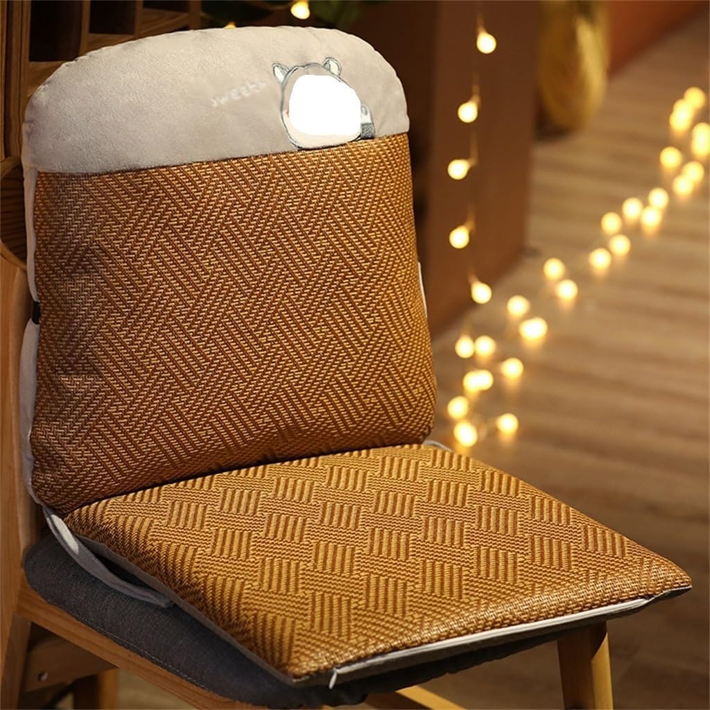 Mat Rattan Seat Cushion Lumbar Pillow Office Back Support(E)
