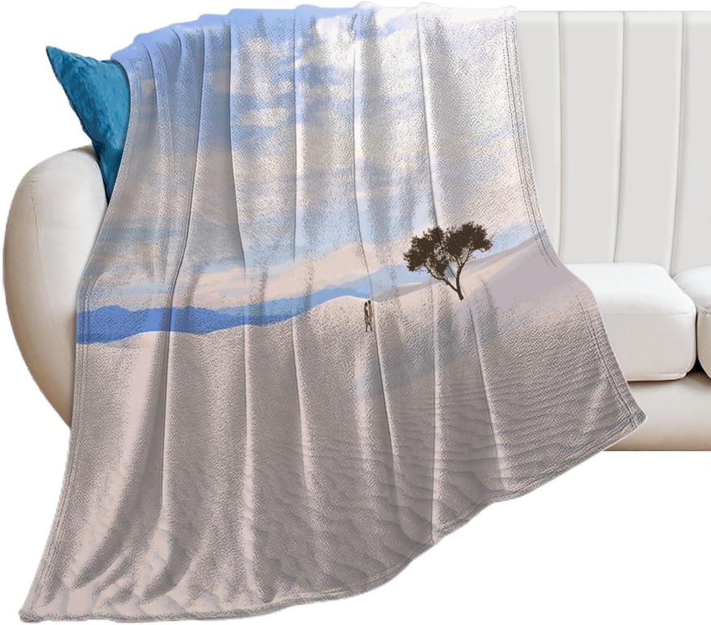 Romantic White Sand Landscape Blanket Super Soft Lightweight Throw Blanket Cute Cozy Warm Bed Blanket Decorative Fuzzy Blanket All-Season Home Decor Gift for Sofa Couch Living Room 50"*60"（130*150cm）