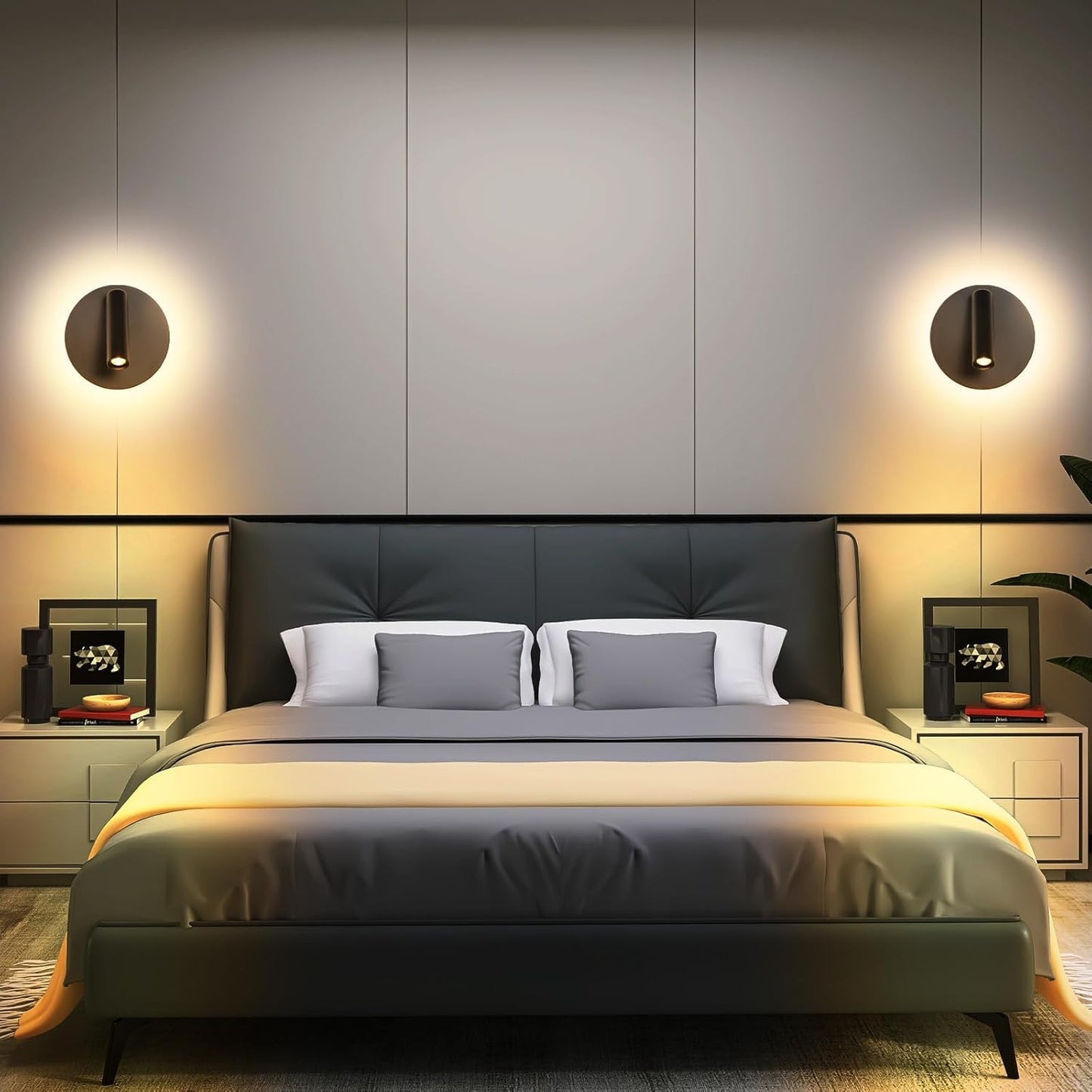 ZEROUNO Hardwired Sconces Wall Mounted Reading Lights with Switch LED Wall Lighting for Bedroom Bedside Lamps (Black)