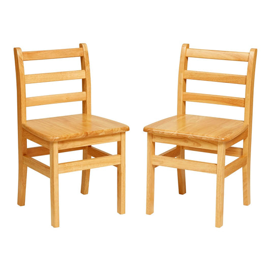 ECR4Kids Three Rung Ladderback Chair, 16" Seat Height, Classroom Seating, Honey, 2-Pack