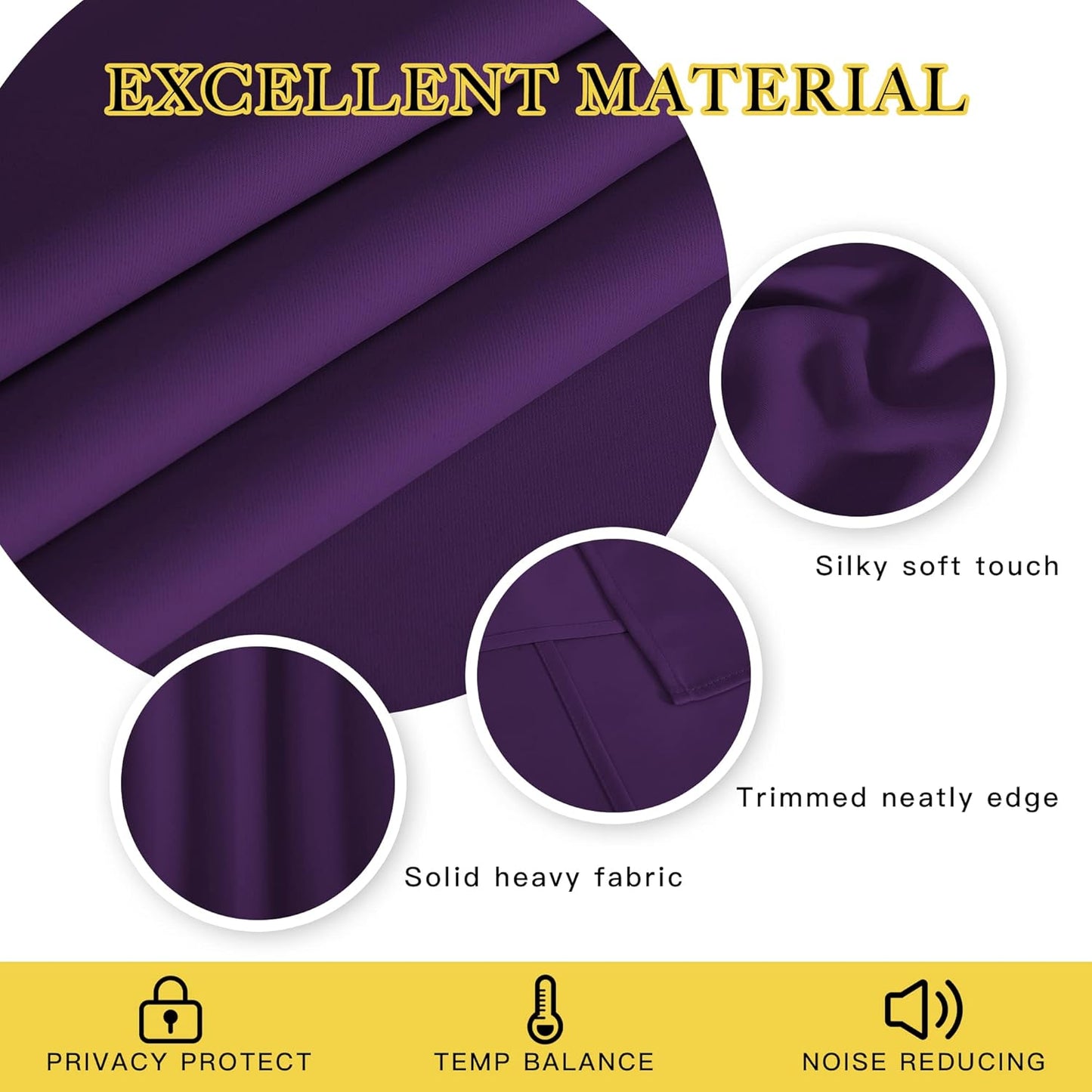 NICETOWN Blackout Blind Curtains for Windows - (Royal Purple Color) Home Fashion Thermal Insulated Room Darkening Drapery for Bedroom, 52W x 63L, Sold Individually
