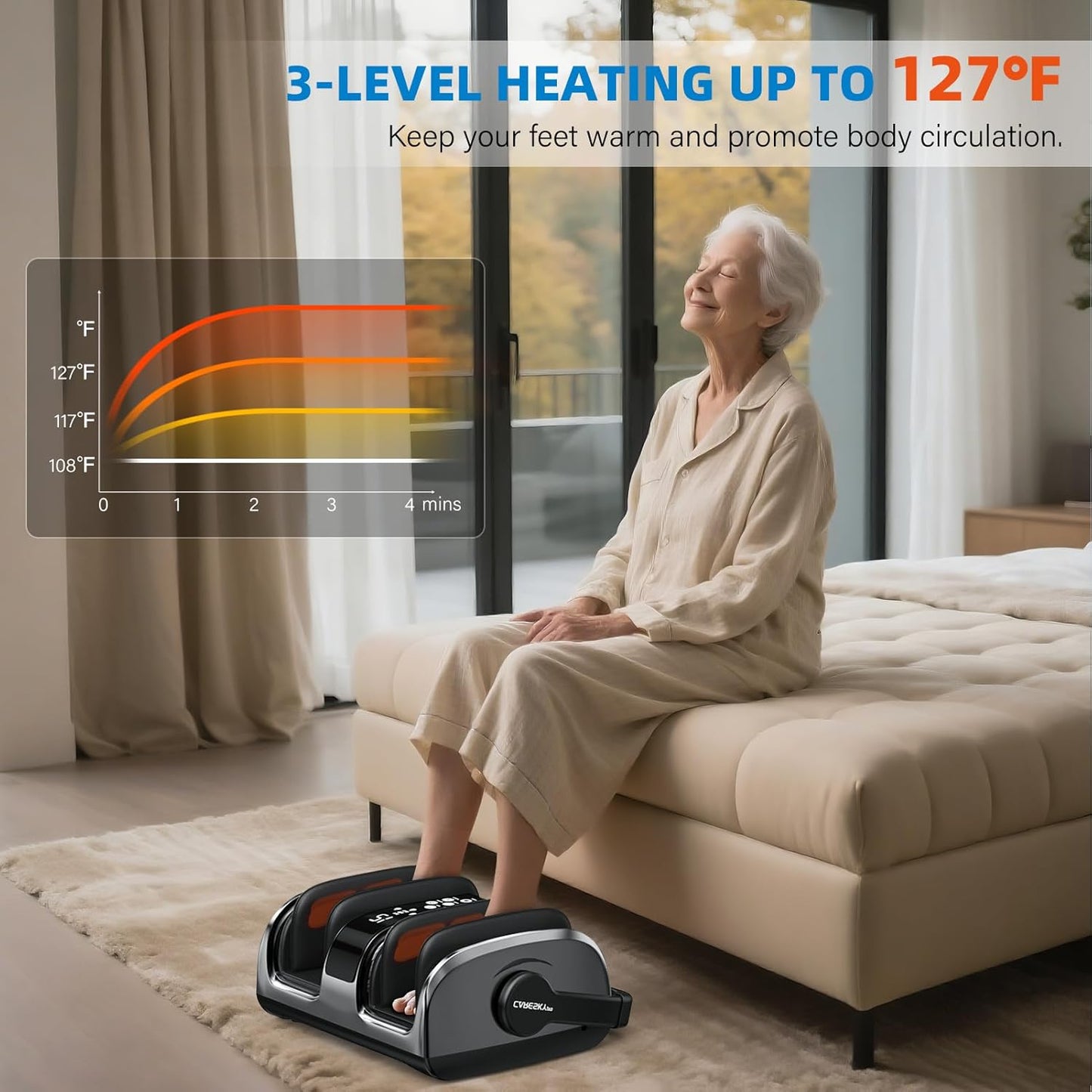 HSA Eligible FSA Shiatsu Foot Massager with Heat for Neuropathy and Pain Relief, 3 Heat Therapy, 5 Intensity Deep Kneading, Rolling for Calf-Feet-Arm Relaxation, Plantar Fasciitis