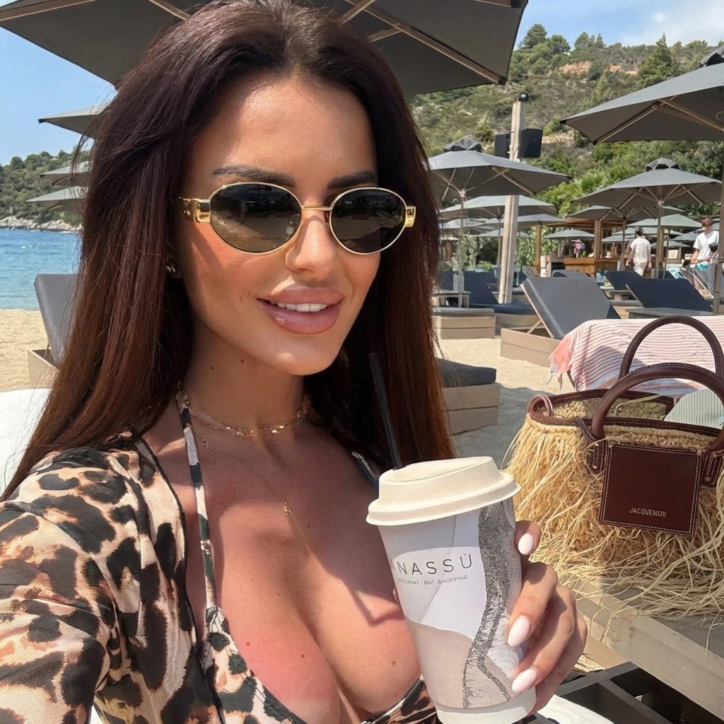 Retro Oval Sunglasses for Women Men - Trendy Gold Sun Glasses - Fashion Metal Frame Shades
