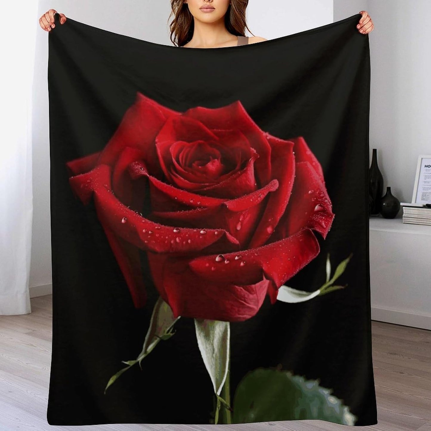 Red Rose Black Background2 Blanket Super Soft Lightweight Throw Blanket Cute Cozy Warm Bed Blanket Decorative Fuzzy Blanket All-Season Home Decor Gift for Sofa Couch Living Room 60"*80"（150 * 200cm）