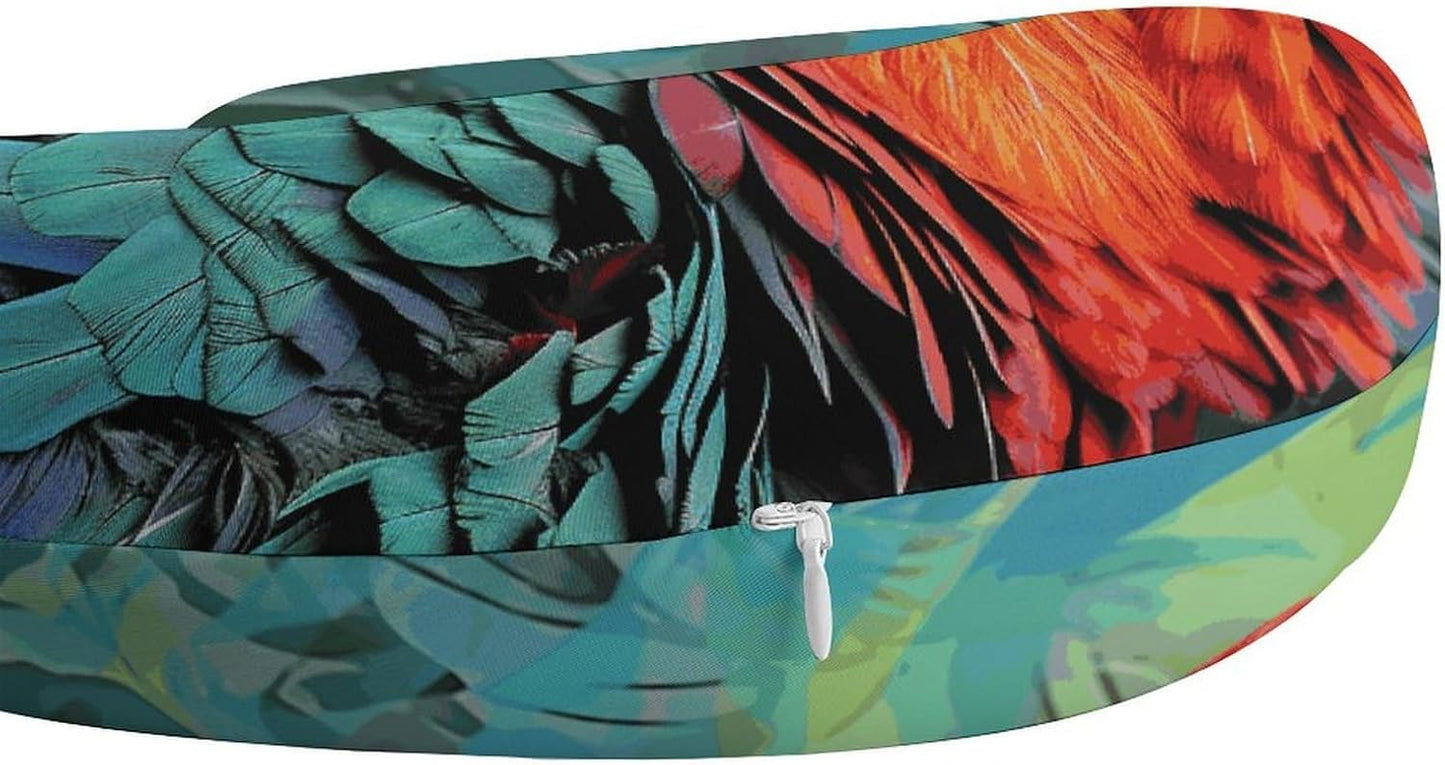 Colorful Parrot Neck Pillow Memory Foam U Shaped Pillows Portable Pillows for Shoulder Travel Head Support Pillow with Concealed Zipper for Airplane Car Home Office
