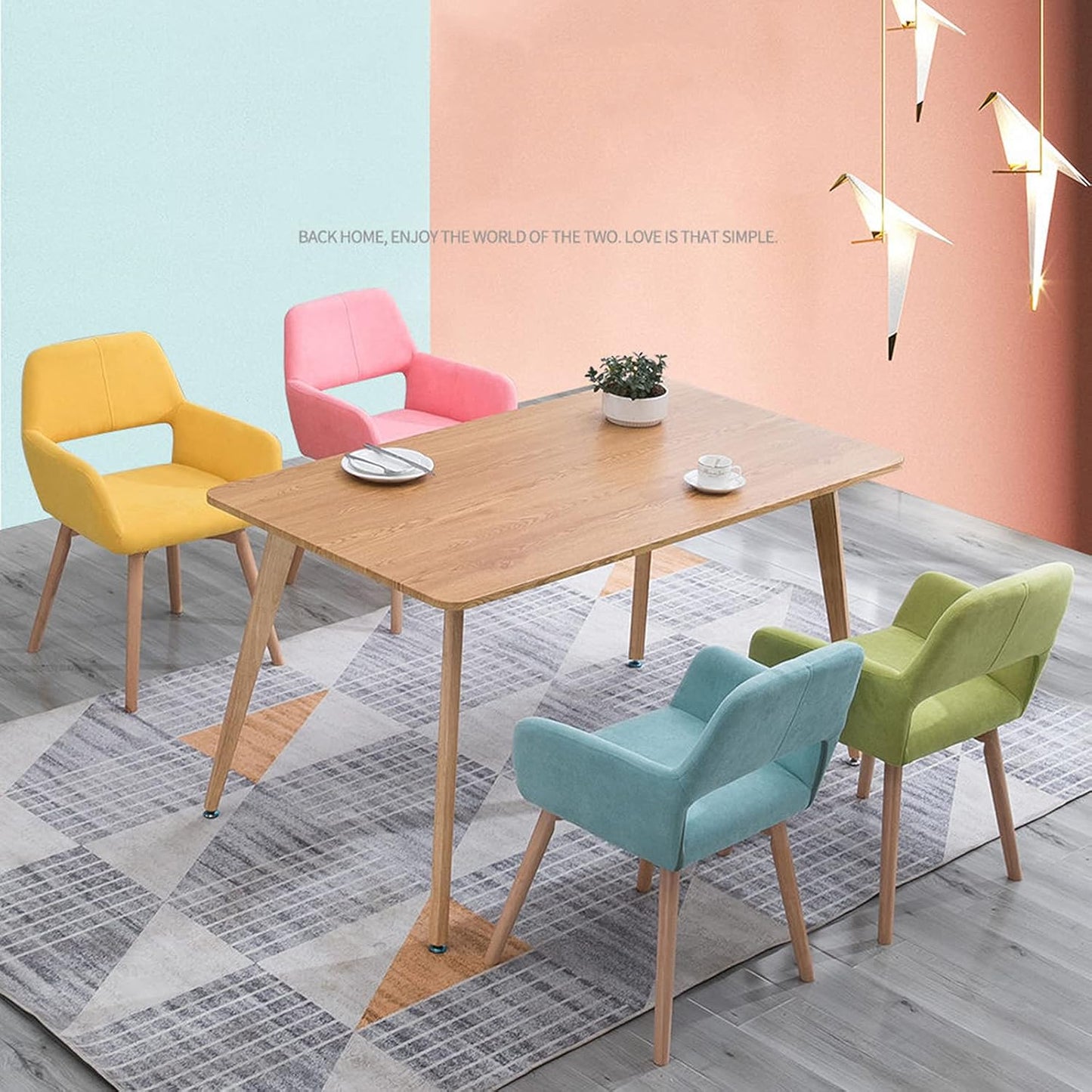 Comfortable Chair Nordic Dining Chairs,Modern Cotton and Linen Fabric Upholstered Lounge Side Chair Makeup Stool,with Solid Wood Legs,for Restaurant/Pub/Cafe/Living Room/Hotel/Kitchen Leisure Chair