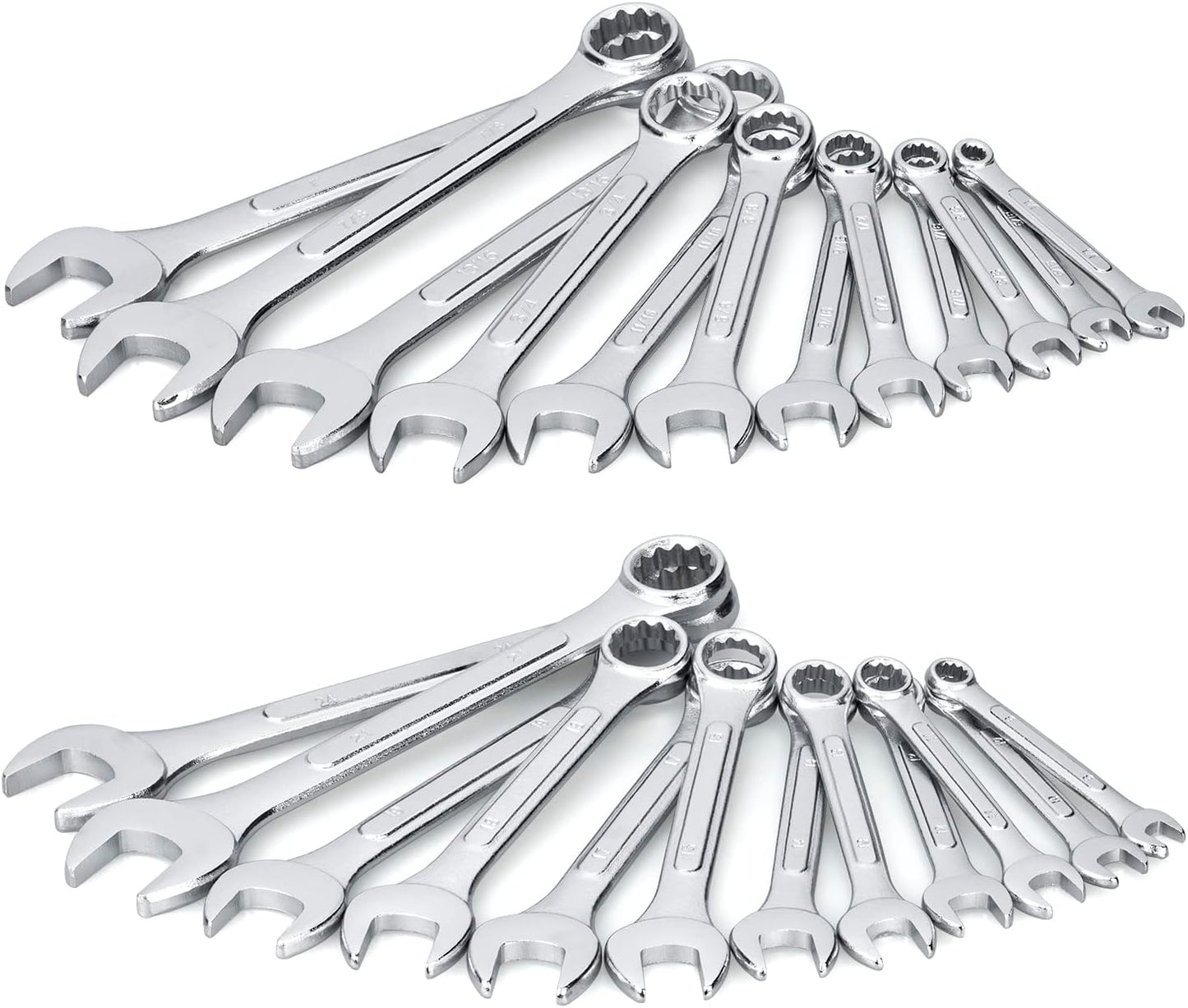 24-Piece All-Purpose Master Combination Wrench Set with Roll-up Pouch | SAE 1/4” to 1”, Metric 8mm to 24mm | Perfect for General Household, Garage, Auto Repairs, Car, Truck, Boat, and Travel Emergency