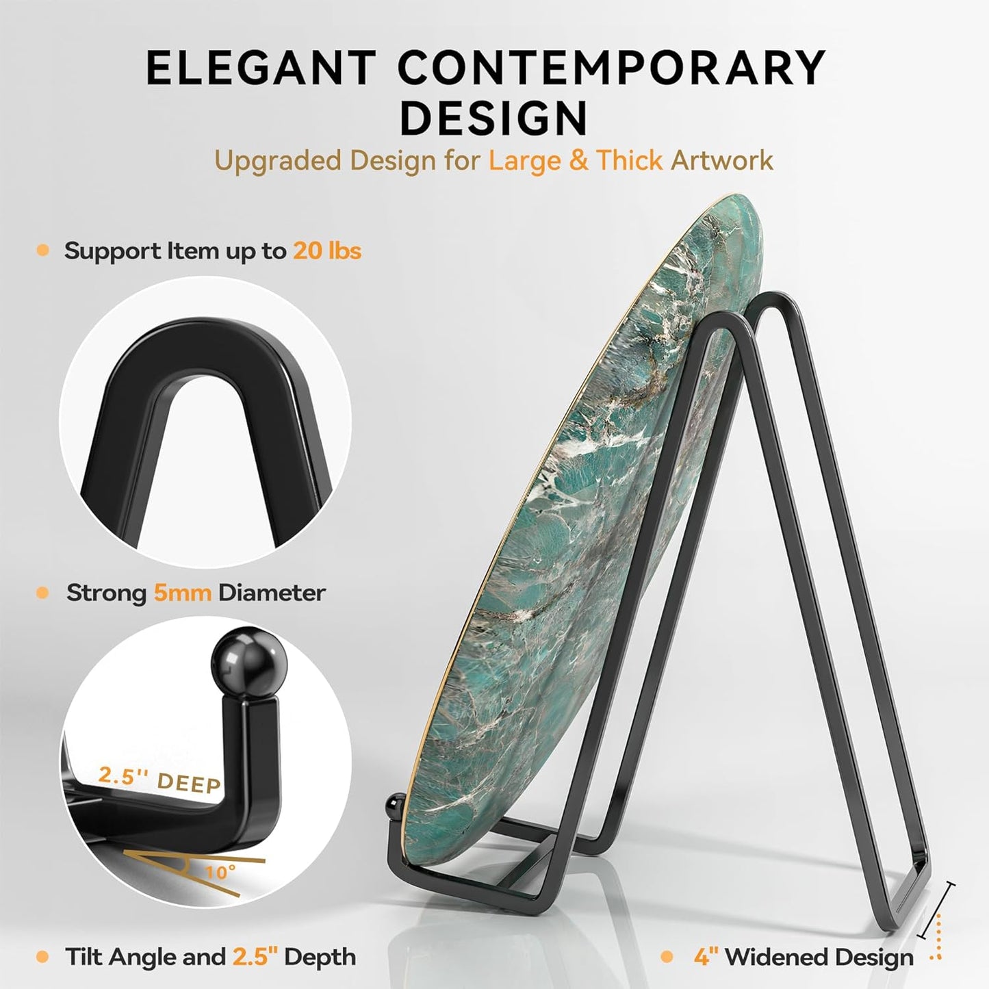 3 Pack10 Inch Large Plate Stands/Holder for Display, Metal Small Easels Picture Stand for Book, Platter, Plaque, Photo Frame, Table top Art