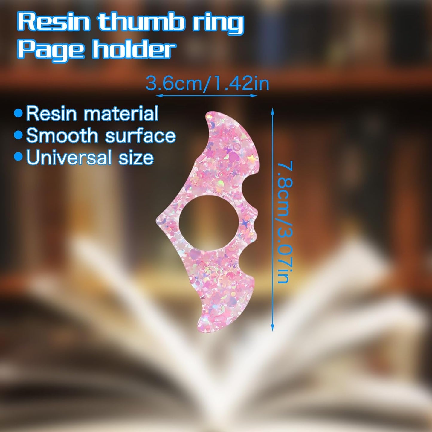 Thumb Page Holder 2 Pcs Glitter Book Page Holder Thumb Ring Books Handmade Book Opener Holders Bookmark Read Accessories Bookmarks Gifts for Reading Lovers Teachers Students