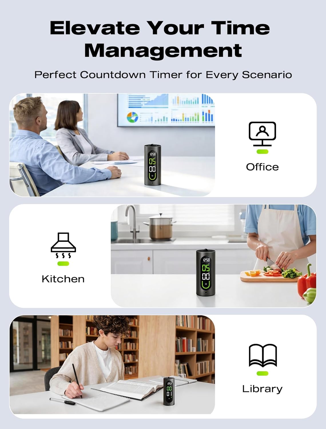 MASHI Visual Timer for Kids & Adults, 99-Min Digital Countdown Clock with U-Shaped Progress Bar, Silent/Vibration/Loud Alarm, Type-C Rechargeable Productivity Tool for ADHD, Classroom, Study