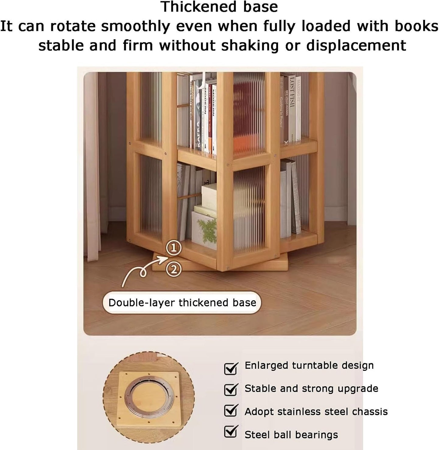 360° Rotating Bookshelf - 4/5 Tier CD Display Rack Tower, Space-Saving Storage for Bedroom, Living Room, Office & Library, Modern Design (White, 35x35x153cm)