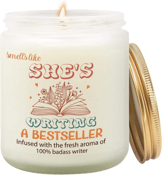 Author Candle, Writing Candle, Writer Gifts for Women, Creative Gifts for Authors Writers Women, Screenwriter Gift for Book Lovers, Christmas Thanksgiving Literary Presents for Authors Poet