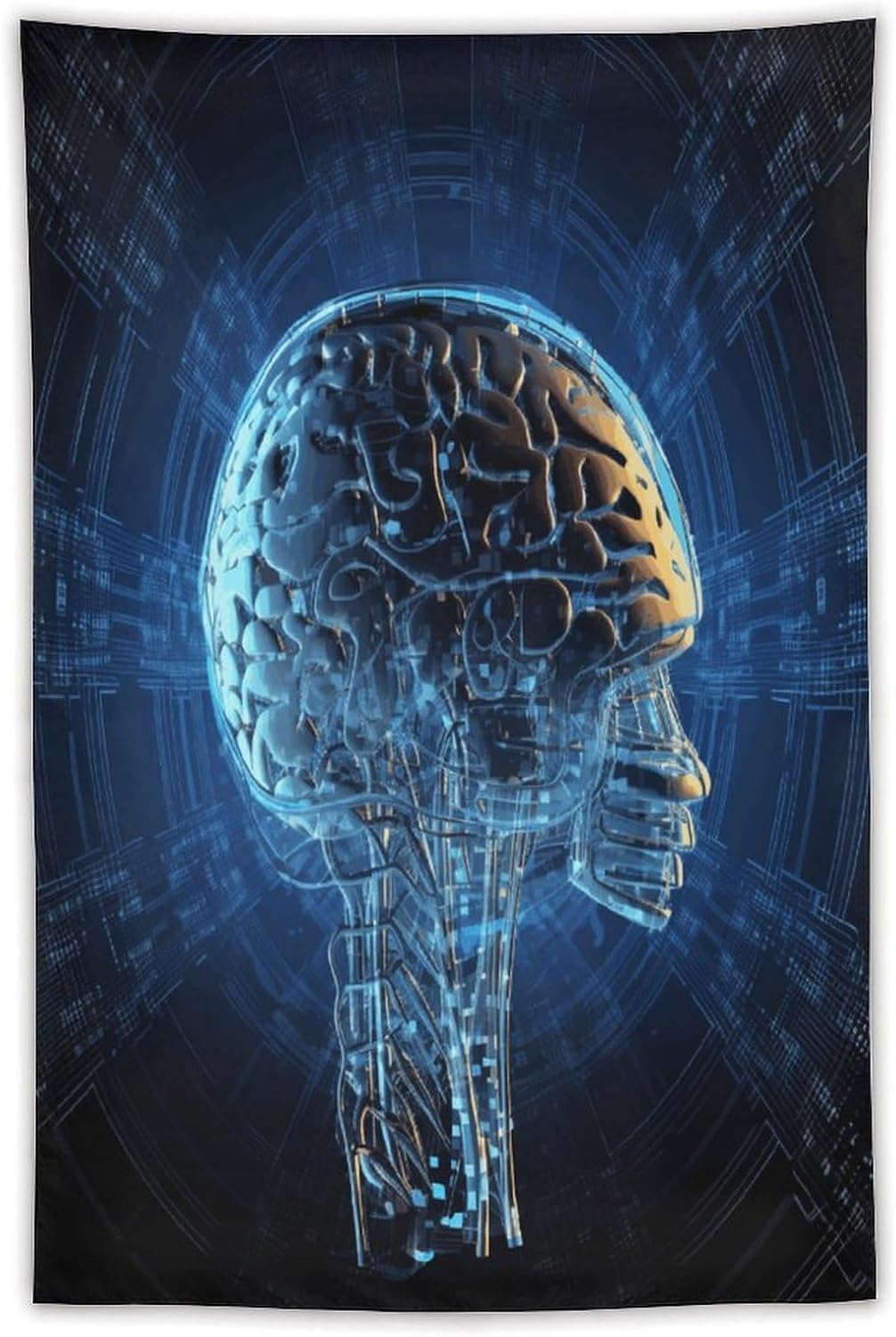 FodPand Artificial Intelligence Brain Tapestry Anti-fading Wall Tapestry with Installation Kit Backdrop Banner Multipurpose Aesthetic Tapestries Boho Wall Art Hanging Decorative Blanket 40"x60"