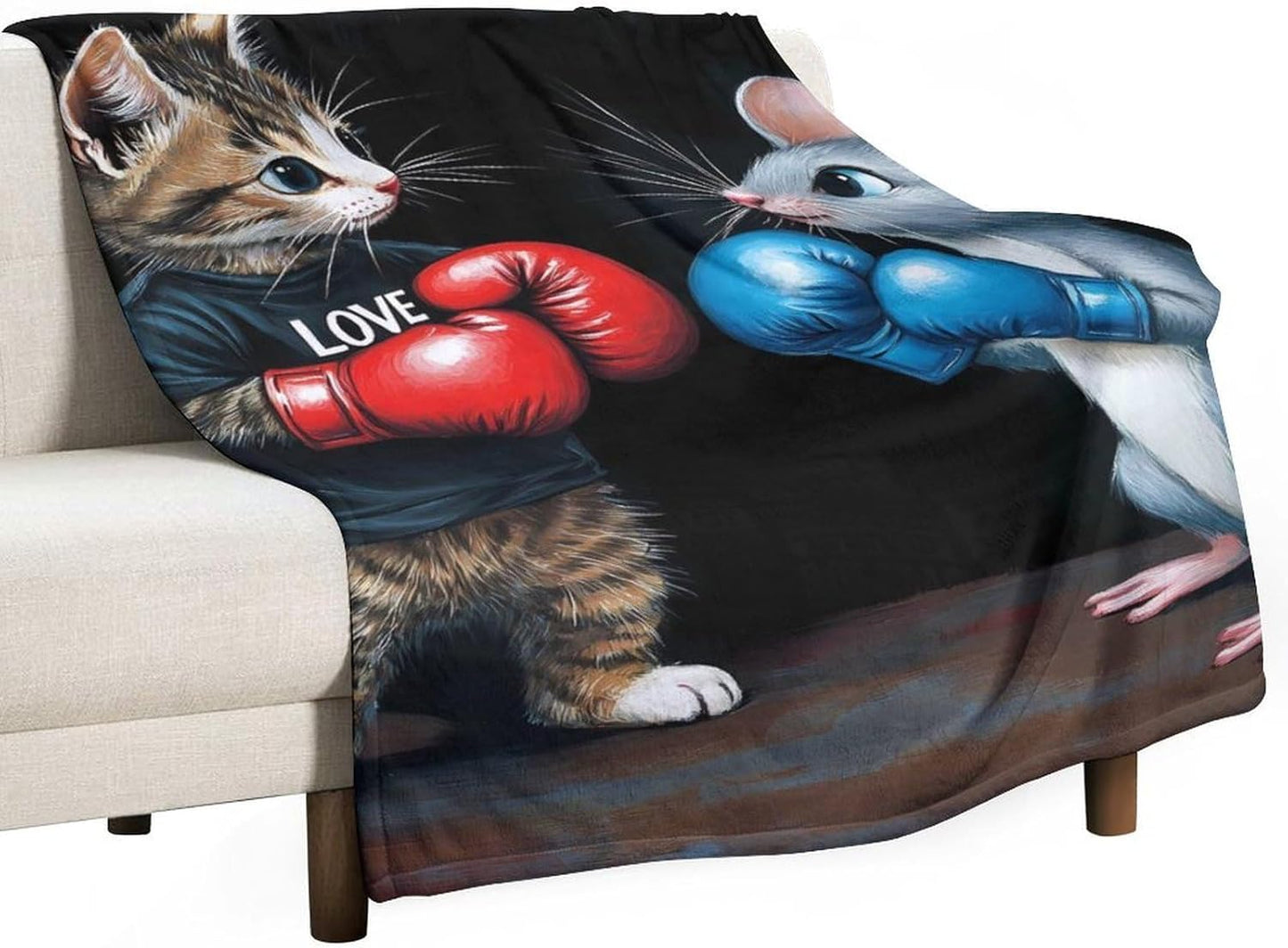 Funny Cat and Fat Throw Blanket for Couch Bed Plush Cozy Fuzzy Flannel Blanket for All Season 66"x90"