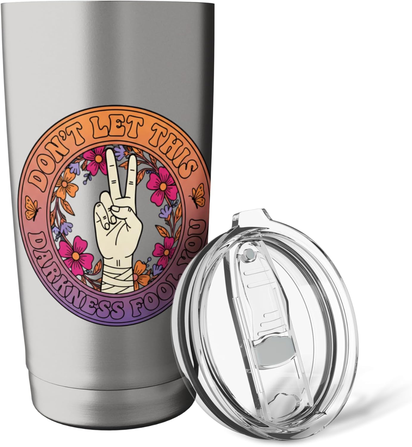 Don T Let This Darkness Fool You Peace Sign Dad Hippie Retro Stainless Steel Insulated Tumbler