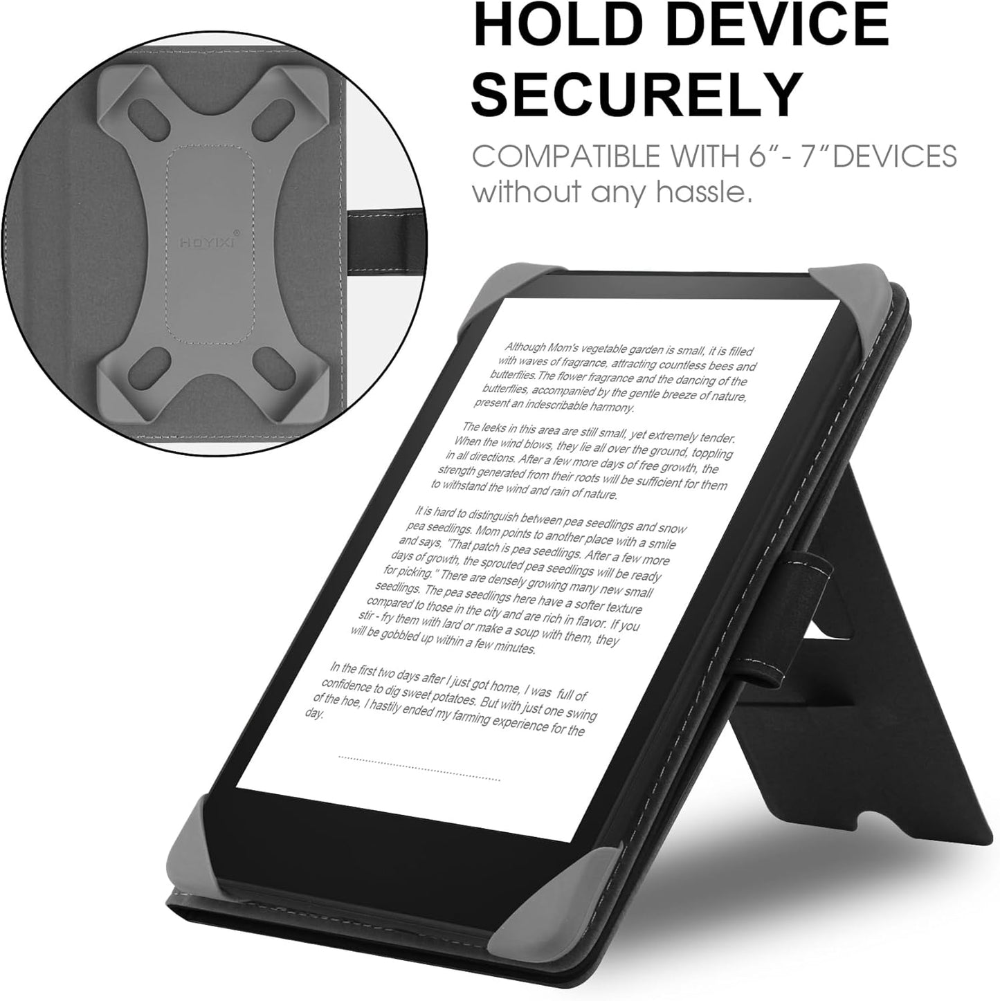 Universal Case Compatible with 6.8"-7" Kobo/Pocketbook/TolinoKindle Paperwhite/Kobo Clara HD/Kobo Clara 2E Leather Stand Cover for 6-6.8'' E-Book eReader,Black
