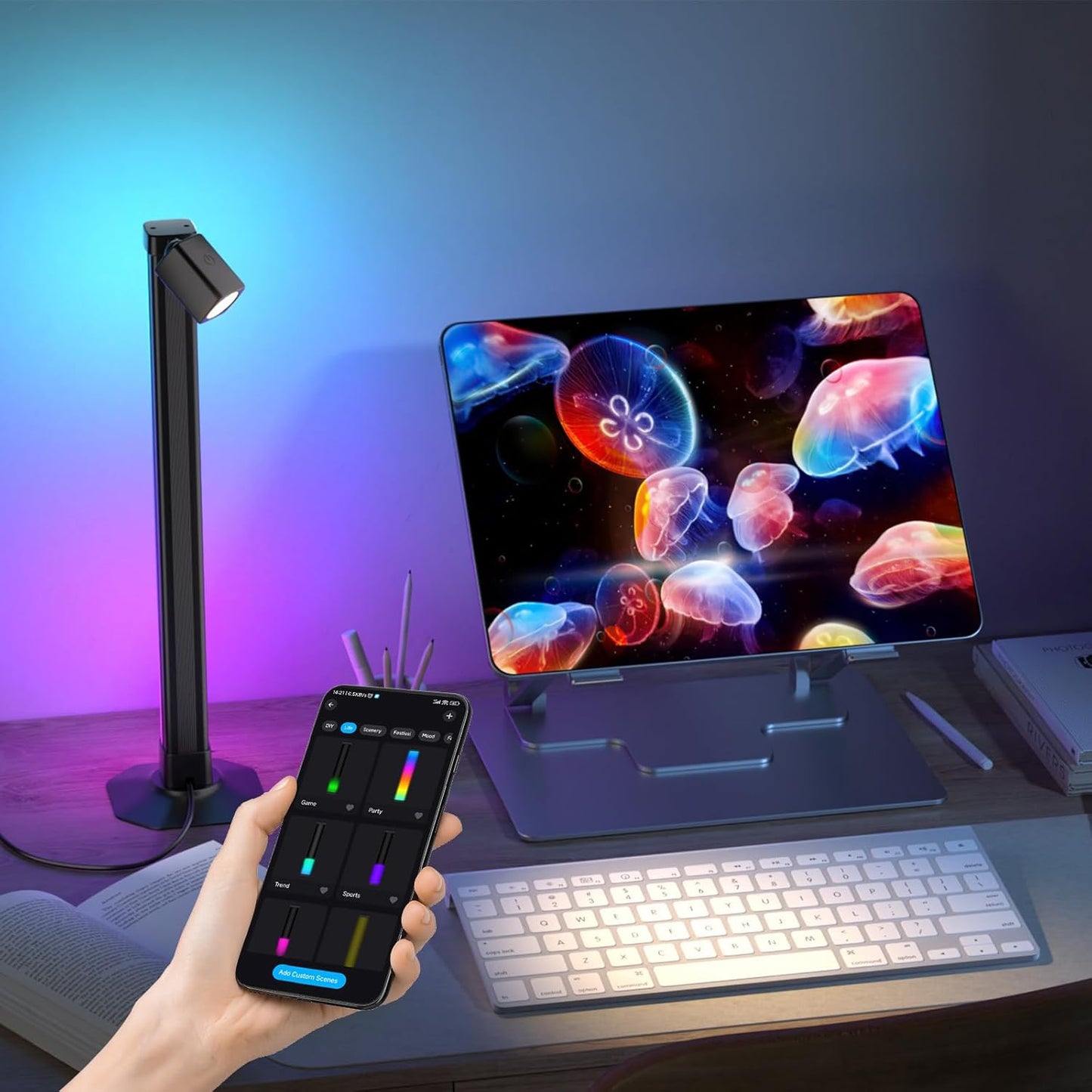 MIHEAL 2PCS Multi-Color LED Light Bar with Spot Lamp for Living Room, Bedroom, Dining Room, Kitchen, Office, Home Decor