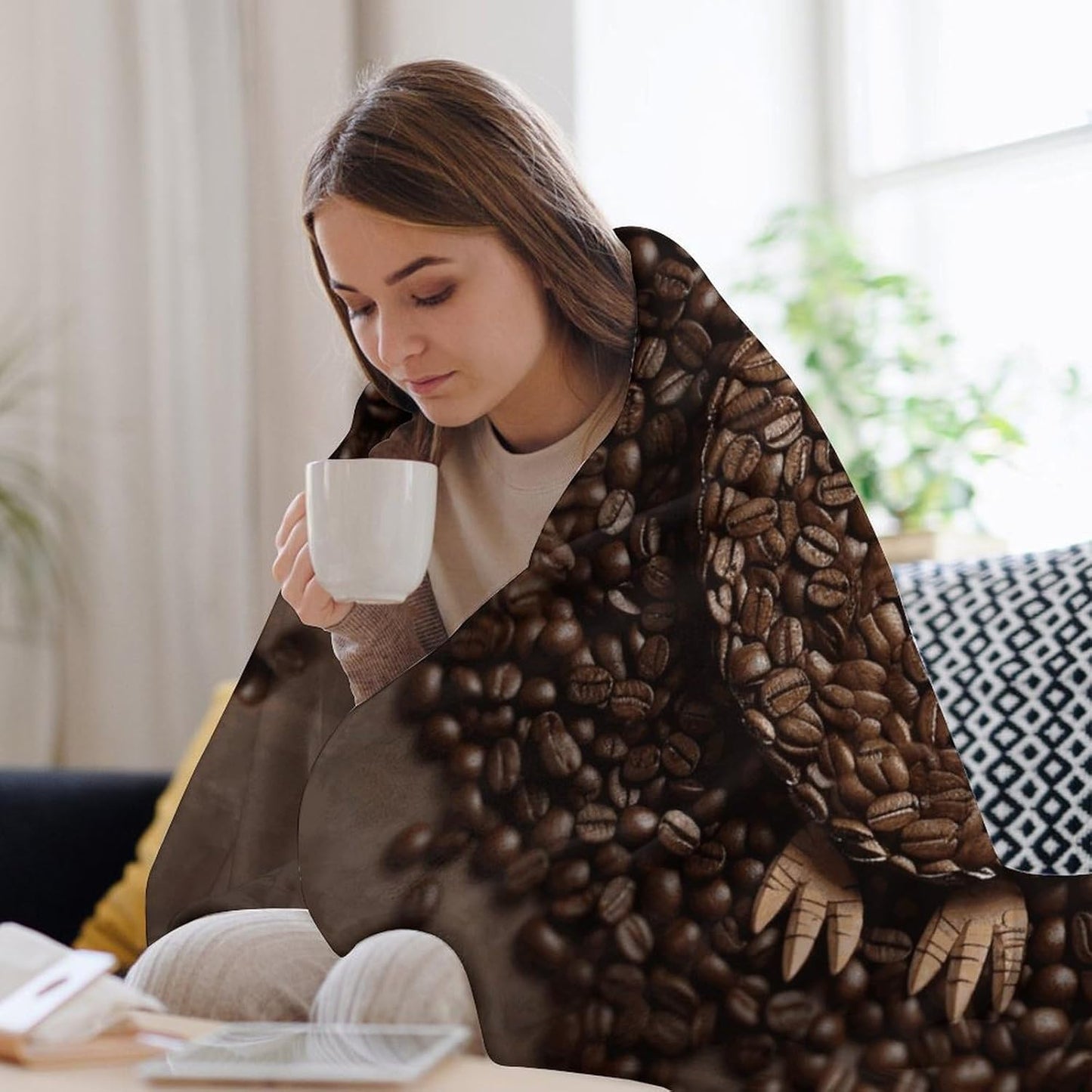 Coffee Bean Owl Throw Blanket for Couch Super Soft Warm Lightweight Throw Blankets Cozy Flannel Bed Blanket Cute Decorative Blankets for All Seasons Home Decor Gift 50"*60"（130 * 150cm）