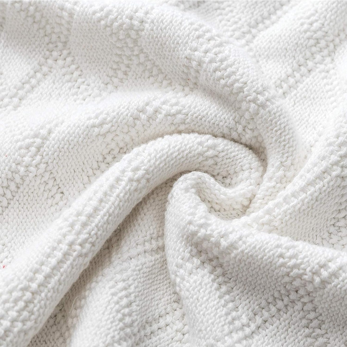 Longhui bedding 100% Cotton Pure White Cable Knit Throw Blanket for Couch with Bonus Laundering Bag – Large 50 x 60 Inch Thick, Extra Cozy, Machine Washable, Comfortable Home Decor