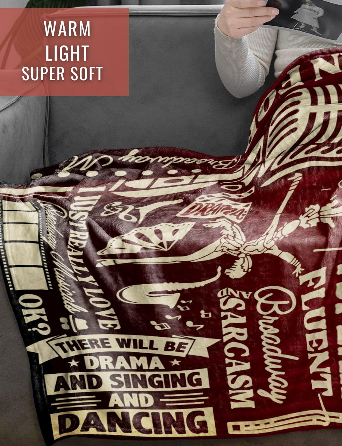 Broadway Musical Gifts, Broadway Blanket for Theater Lovers, Broadway Musicals Lovers, Women, Actors, Actresses, Directors, Perfect for Birthday/Christmas 50x65 Inches
