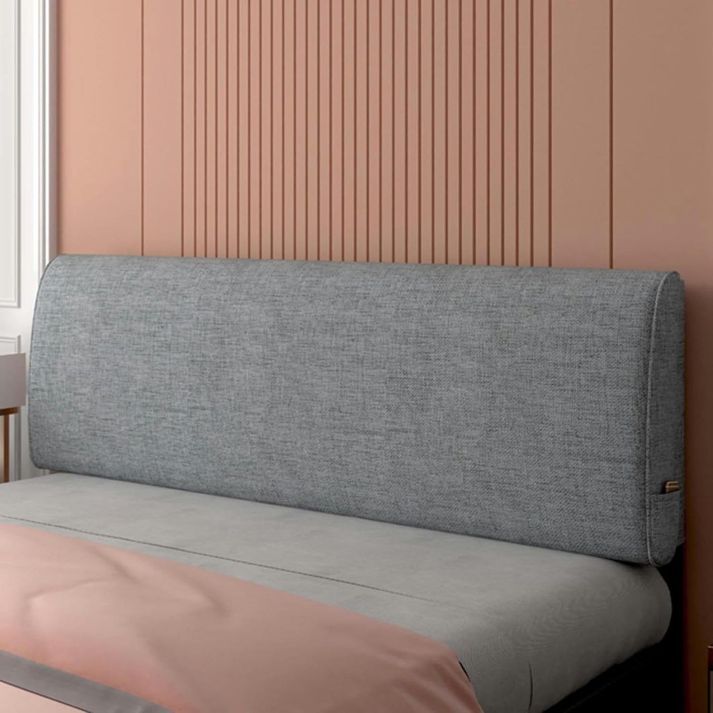 Rectangle Headboard Pillow Linen Bed Backrest Large Wall Mounted Headboard,Solid Color Wedge Pillowboard Reading Pillow Support Upholstered Daybed Bolster, Gray