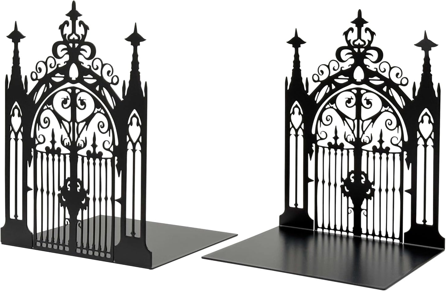 Gothic Church Architectural Metal Bookends, Ornate Iron Gothic Bookshelf Bookends for Home Décor, Decorative Bookends for Bookshelf