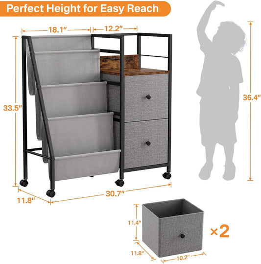 Book Shelf for Kids Rooms, Toddler Bookshelf Baby Bookcase with Kids Storage for Nursery, Bedroom, Playroom, Easy Assembly (Black)