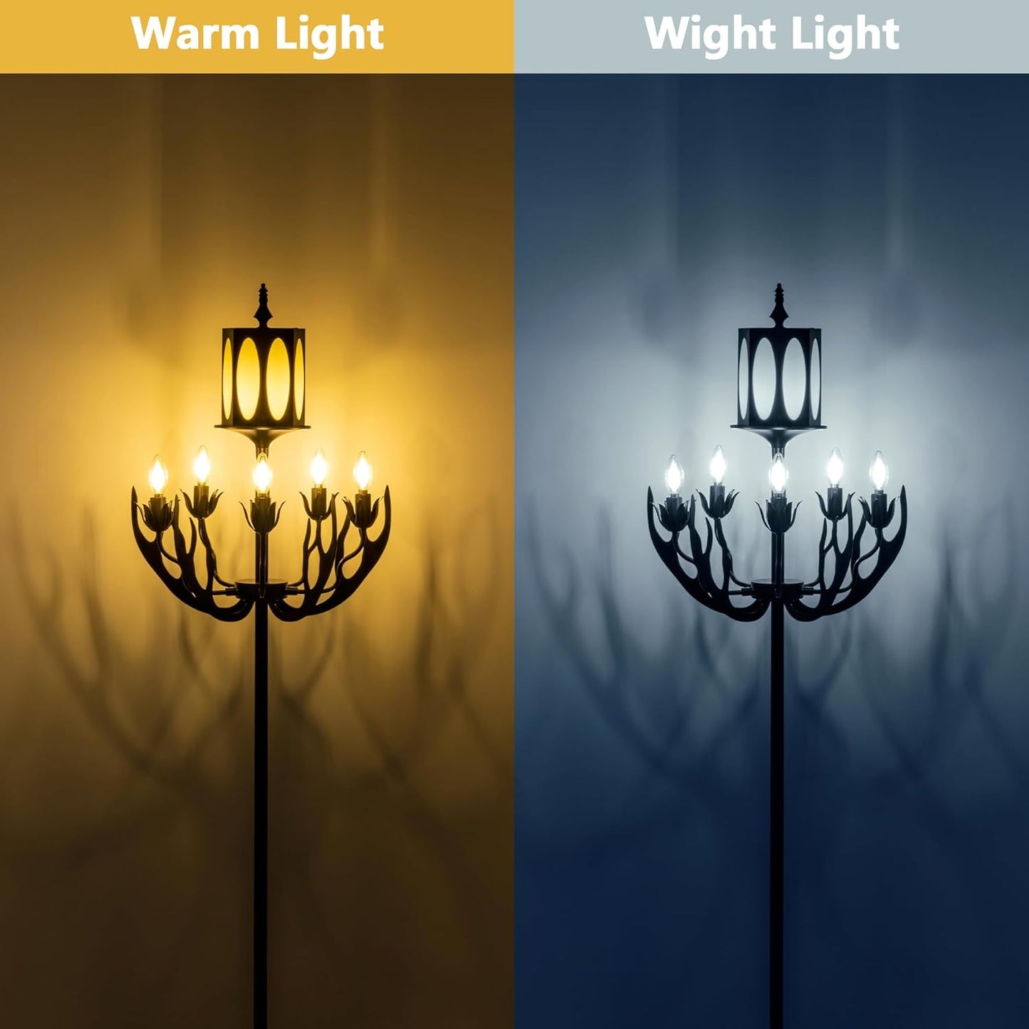 Wellmet Vintage Black Floor Lamp, 5-Light Farmhouse Modern Floor Lamp, for Living Room, Entryway, Hallway, Bedroom, Reading Room, (E12 Bulb Base)
