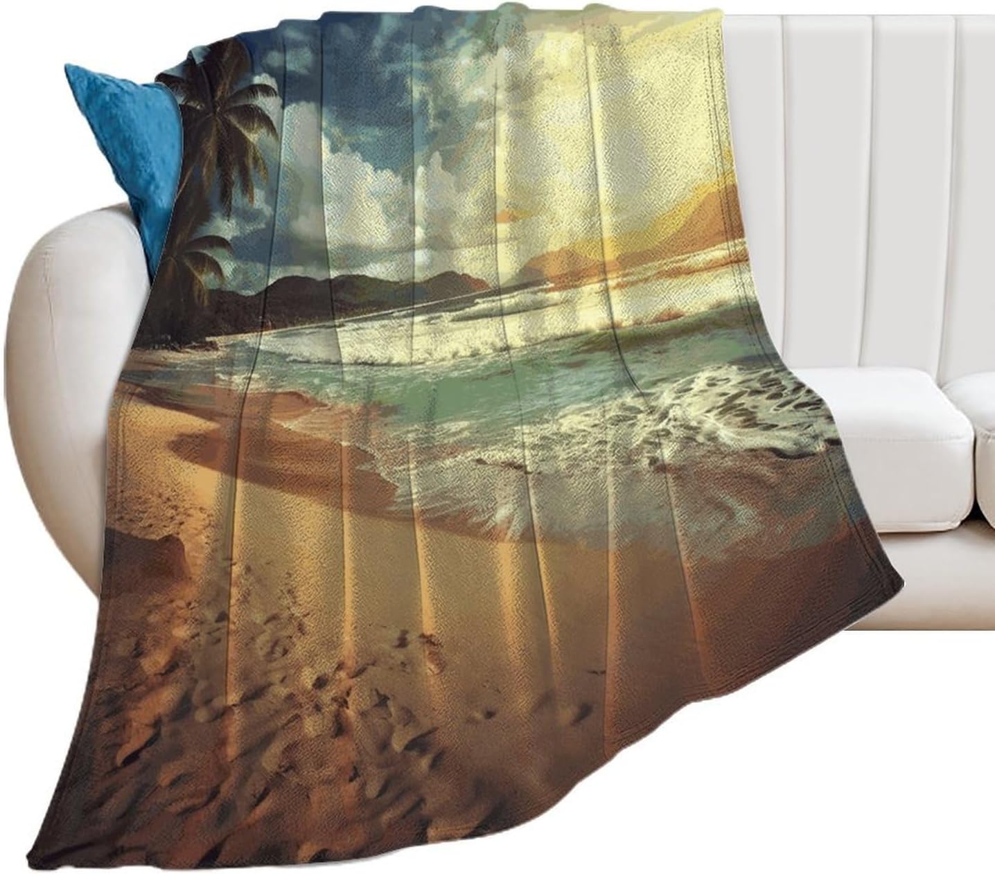 Sunset on The Beach Blanket Super Soft Lightweight Throw Blanket Cute Cozy Warm Bed Blanket Decorative Fuzzy Blanket All-Season Home Decor Gift for Sofa Couch Living Room 40"*50" （100 * 130cm）