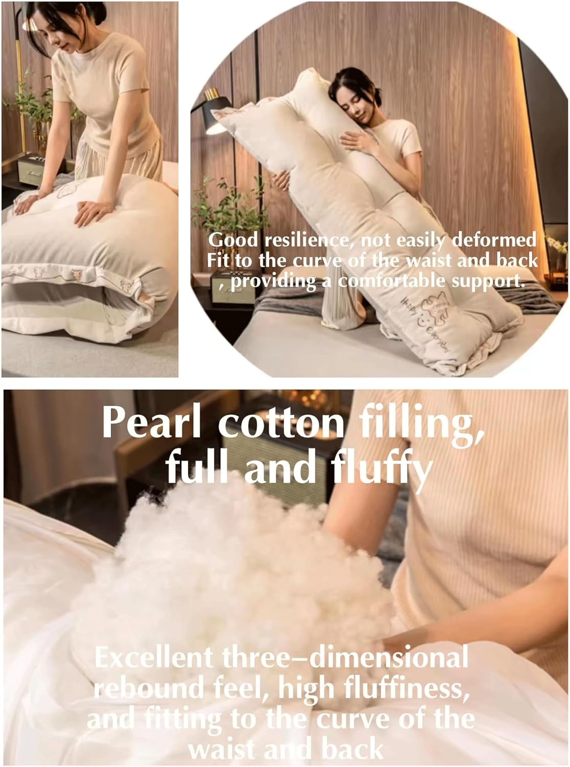 Large Wedge Pillow Headboard Tatami Reading Cushion The Waist Lumbar Pad Sofa Pillow Cushion(Size:180x60x15cm,Color:White)