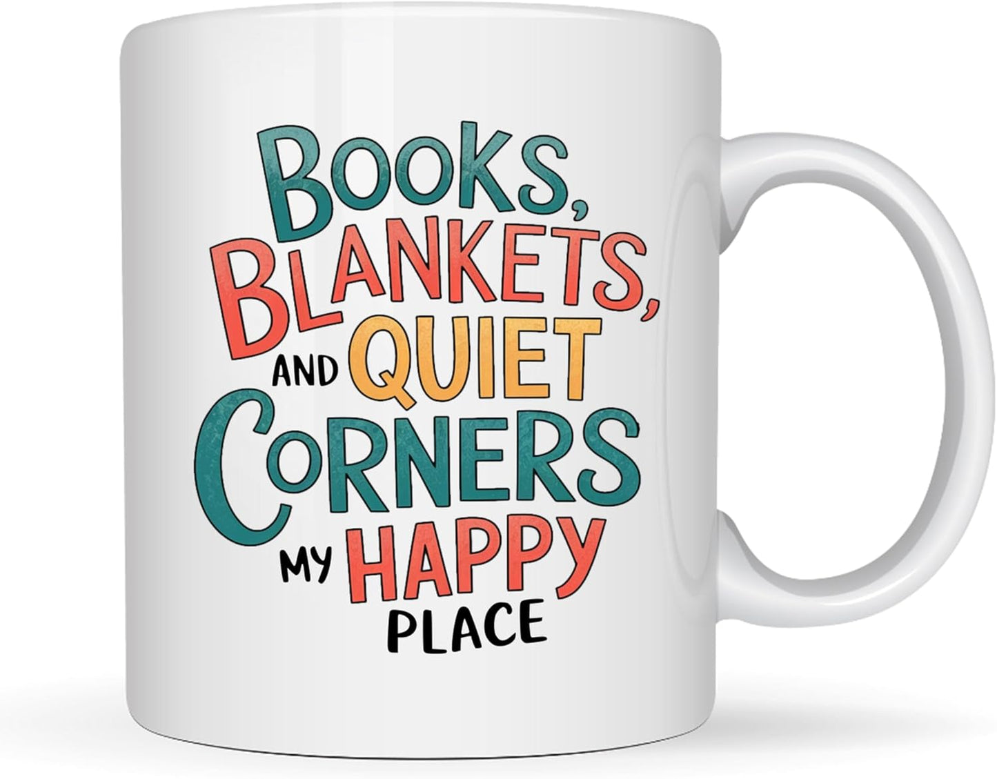 Book Lovers Coffee Mug 11oz White -Blankets Corners - Gift for Book Club Bookworm Bookish Reading Nerdy Avid Readers Women