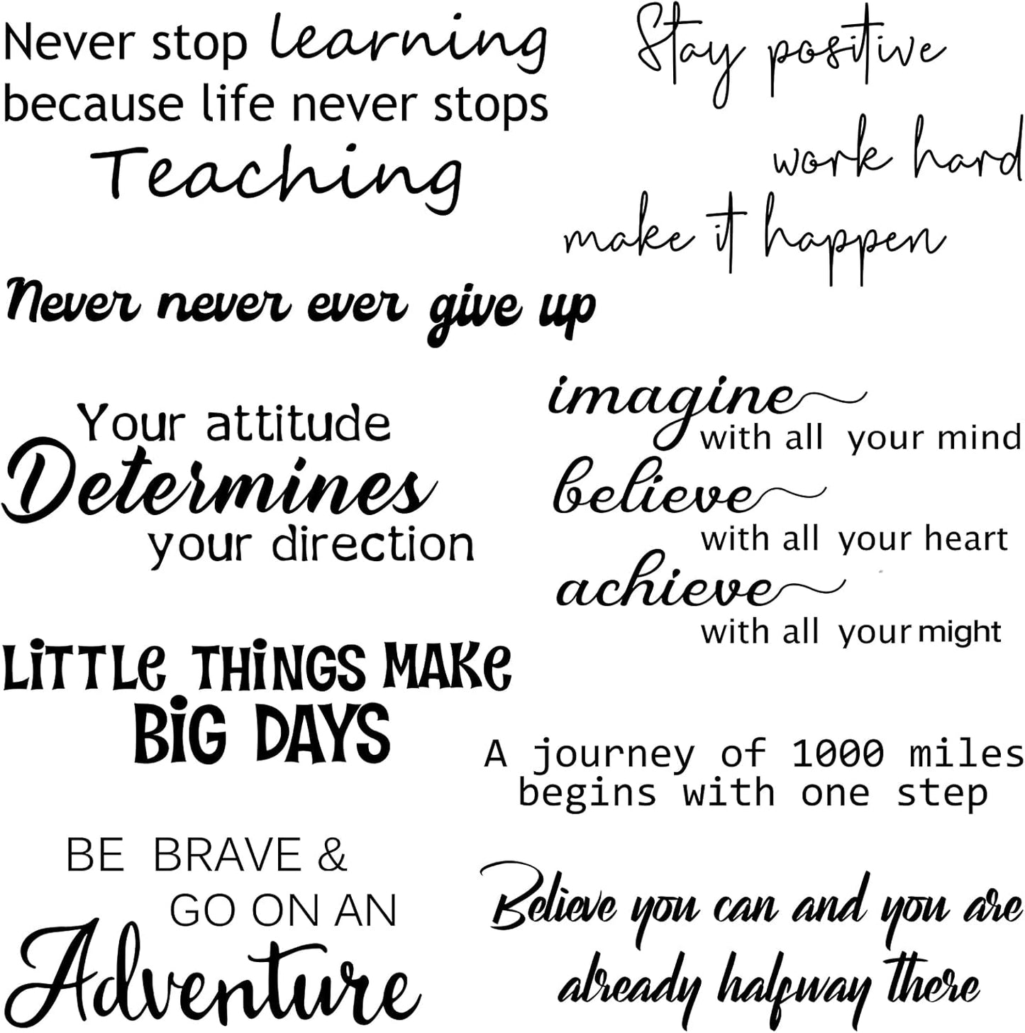 9 Pcs Vinyl Wall Decals Inspirational Quotes Stickers Removable Motivational Positive Saying Encouragement Affirmation Stickers Peel and Stick for Home School Classroom Office