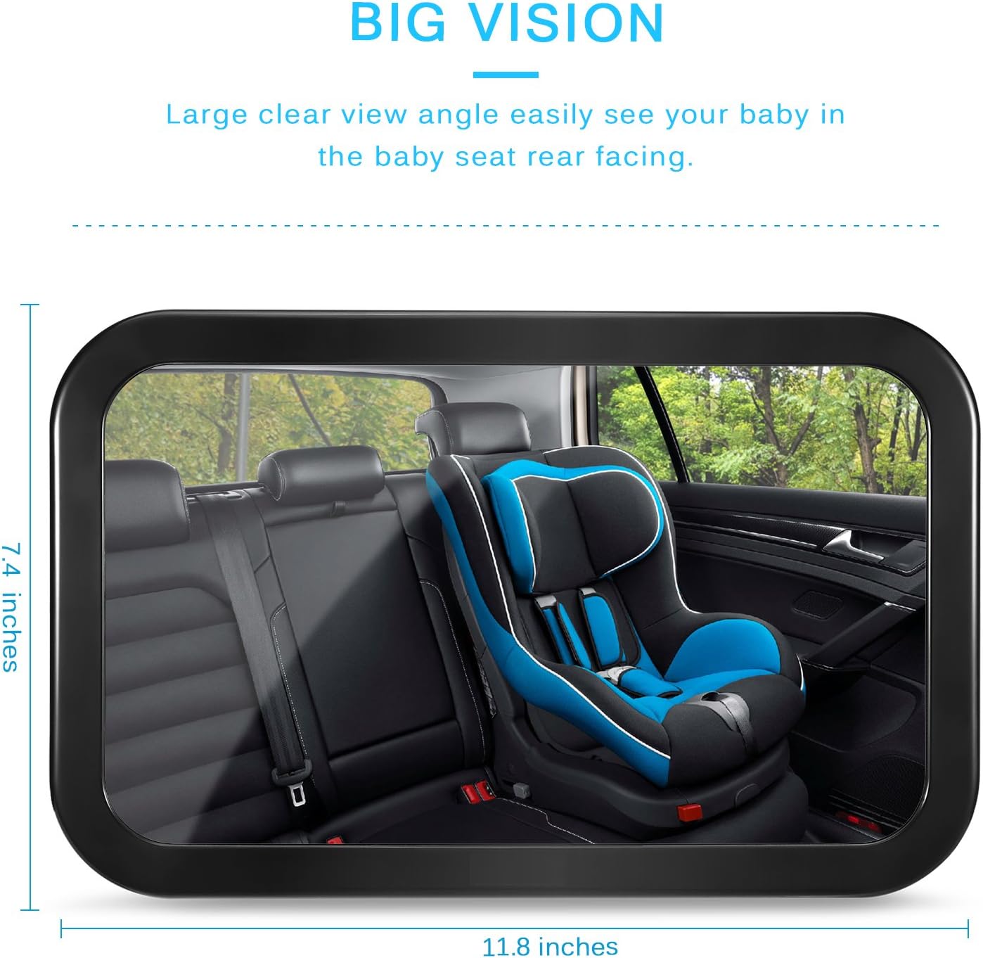 Baby Car Mirror, DARVIQS Car Seat Mirror, Safely Monitor Infant Child in Rear Facing Cars Seat, Wide View Shatterproof Adjustable Acrylic 360°for Backseat, Crash Tested and Certified for Safety