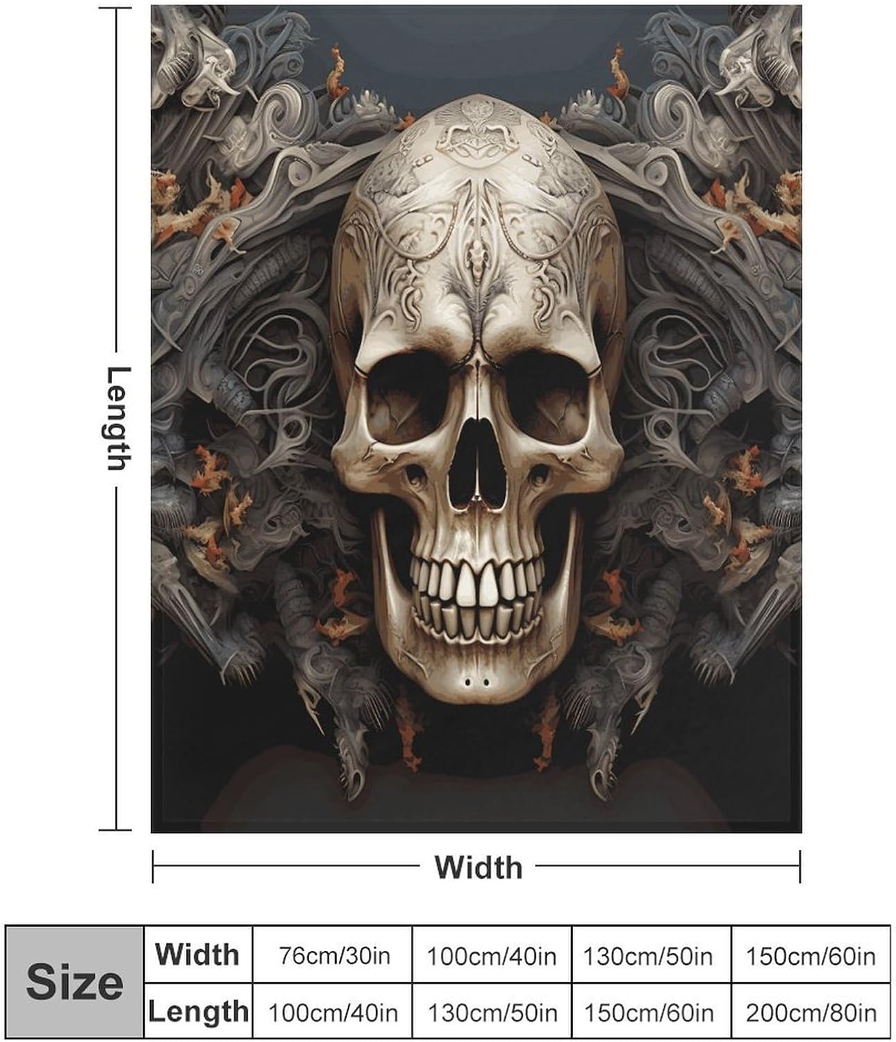 Skulls Blanket Super Soft Lightweight Throw Blanket Cute Cozy Warm Bed Blanket Decorative Fuzzy Blanket All-Season Home Decor Gift for Sofa Couch Living Room 50"*60"（130 * 150cm）