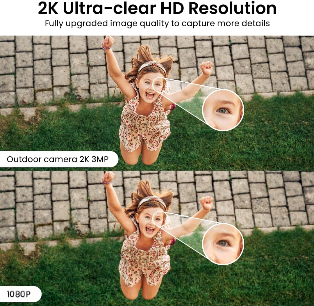 2K Cameras for Home Security-Outdoor/Indoor Camera for Dog/Cat/Pet/Nanny/Baby/Elderly, Color Night Vision, White Light, Siren, 24/7 SD Recordings, Works with Alexa, Plug in (C1-White-2pack-2.4G)