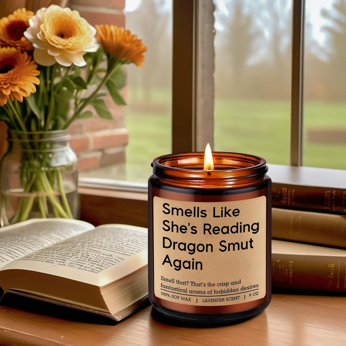 GSPY Romantasy Book Candle, Fantasy Reader Gifts for Women - Reading, Bookish, Dragon Gifts for Girls - Funny Mothers Day, Birthday Present for Fantasy Book Lover, Dragon Lover, Bookworm, Librarian
