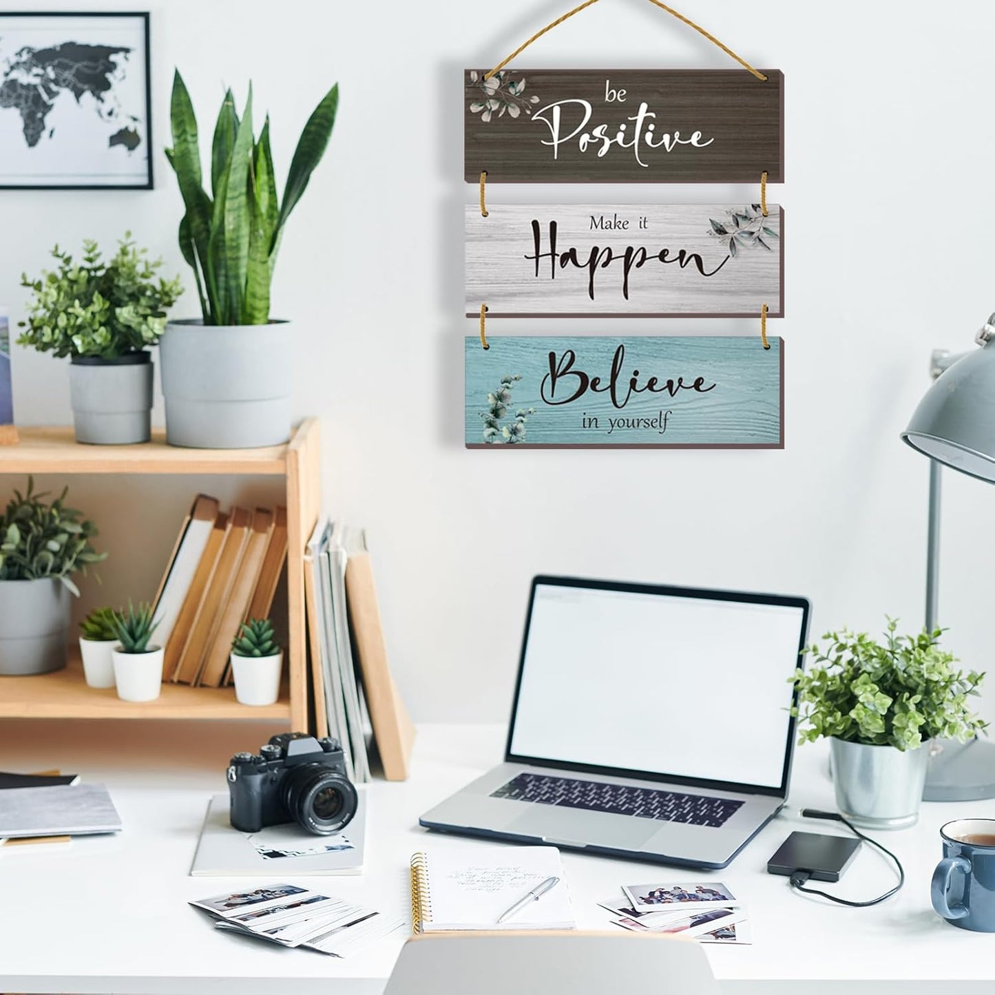 3 Pcs Office Wall Decor Inspirational Rustic Motivational Plaques With Sayings Wooden Farmhouse Positive Hangings for Home Bathroom Bedroom Kitchen(Fresh 12x4inch)