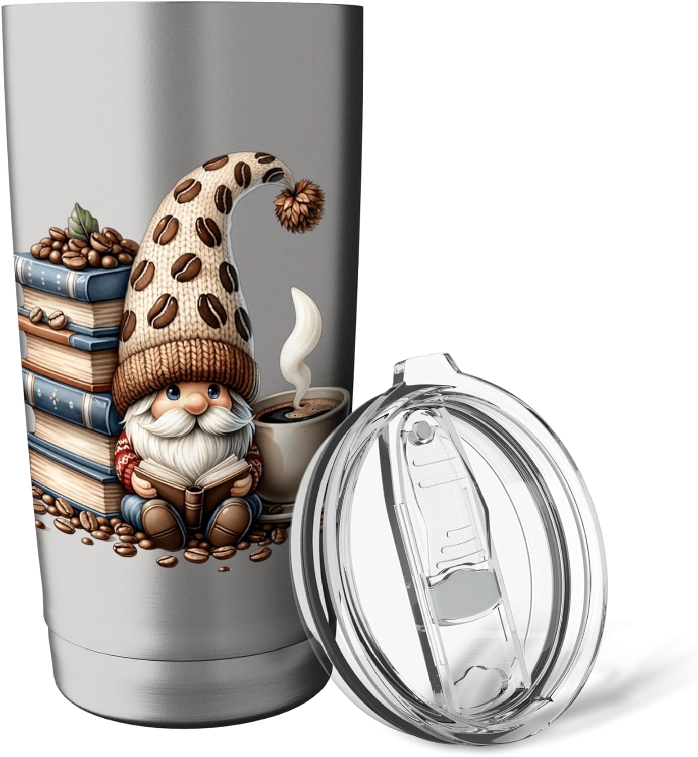 Librarian Gnome Love Reading Books Coffee Mug For Teacher Stainless Steel Insulated Tumbler