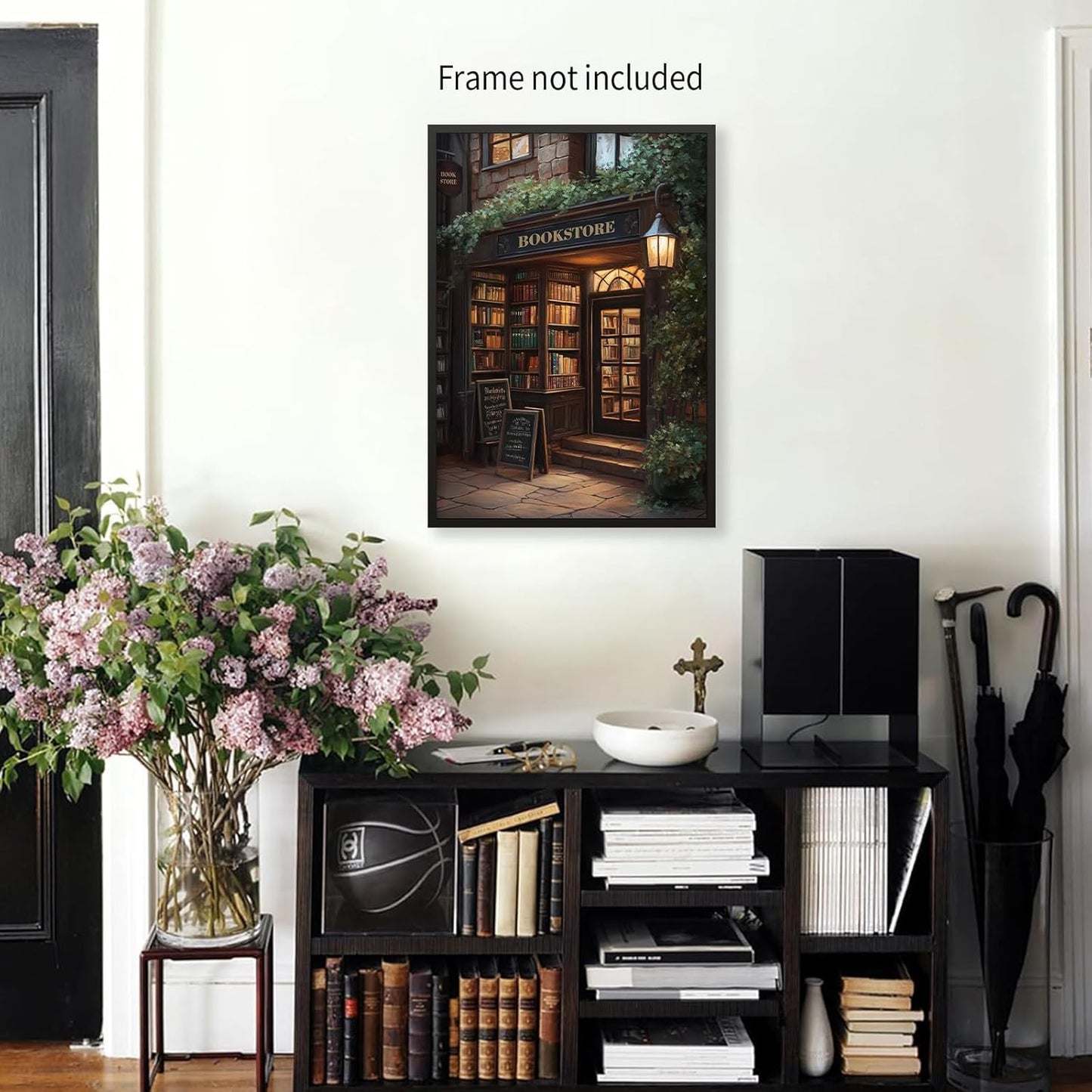 Jefuzh Dark Academia Bookish Posters Antique Library Bookshop Wall Art Moody Reading Canvas Painting for Living Room Library Wall Decor 12x16 inch Unframed