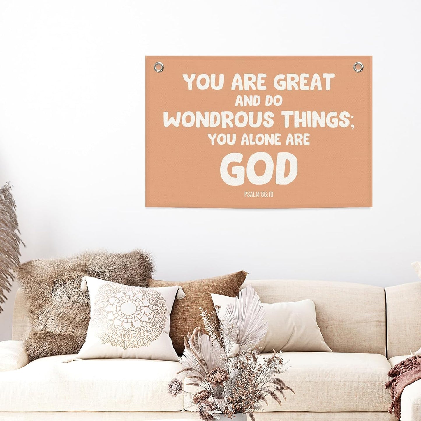 Christian Kids Banner Canvas, Scripture You Alone Are God Toddler Room Decor, Positive Bible Verse Hanging Flag Sign, Nursery Boho Wall Tapestry Art for Playroom Bedroom Classroom 20x30in
