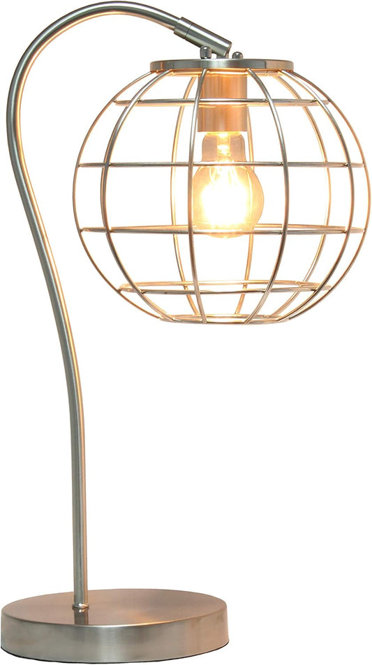 Elegant Designs LT2068-BSN Caged in Metal Table Desk Lamp, Brushed Nickel