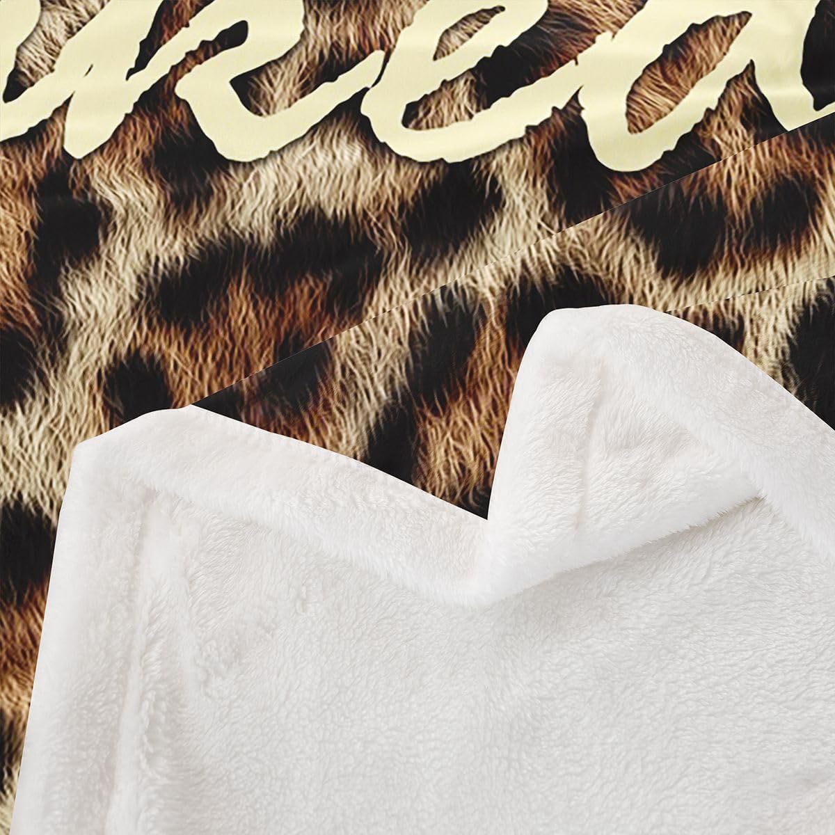 Feelyou Leopard Print Get Naked Throw Blanket Funny Quotes Soft Fleece Sherpa Cozy Fuzzy Plush Warm Brown Fuzzy Plush Throw Cheetah Throw 50"x60" for Bed Couch Living Room
