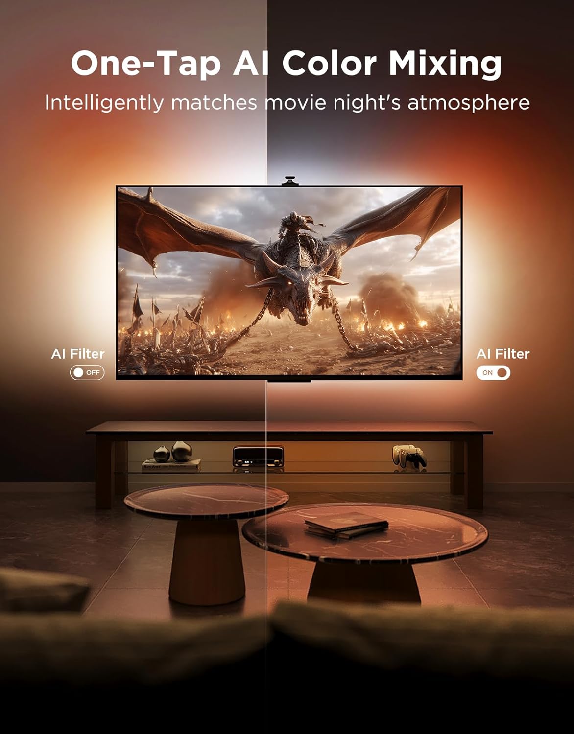 Govee TV Backlight 3 Pro with HDR Triple Camera, 11.8ft 5-in-1 RGBWWIC LED Strip Lights That Change with 55-65 Inch TVs, 75LEDs/m, Supports AI Filter, Smart App and Voice Control, DreamView Sync