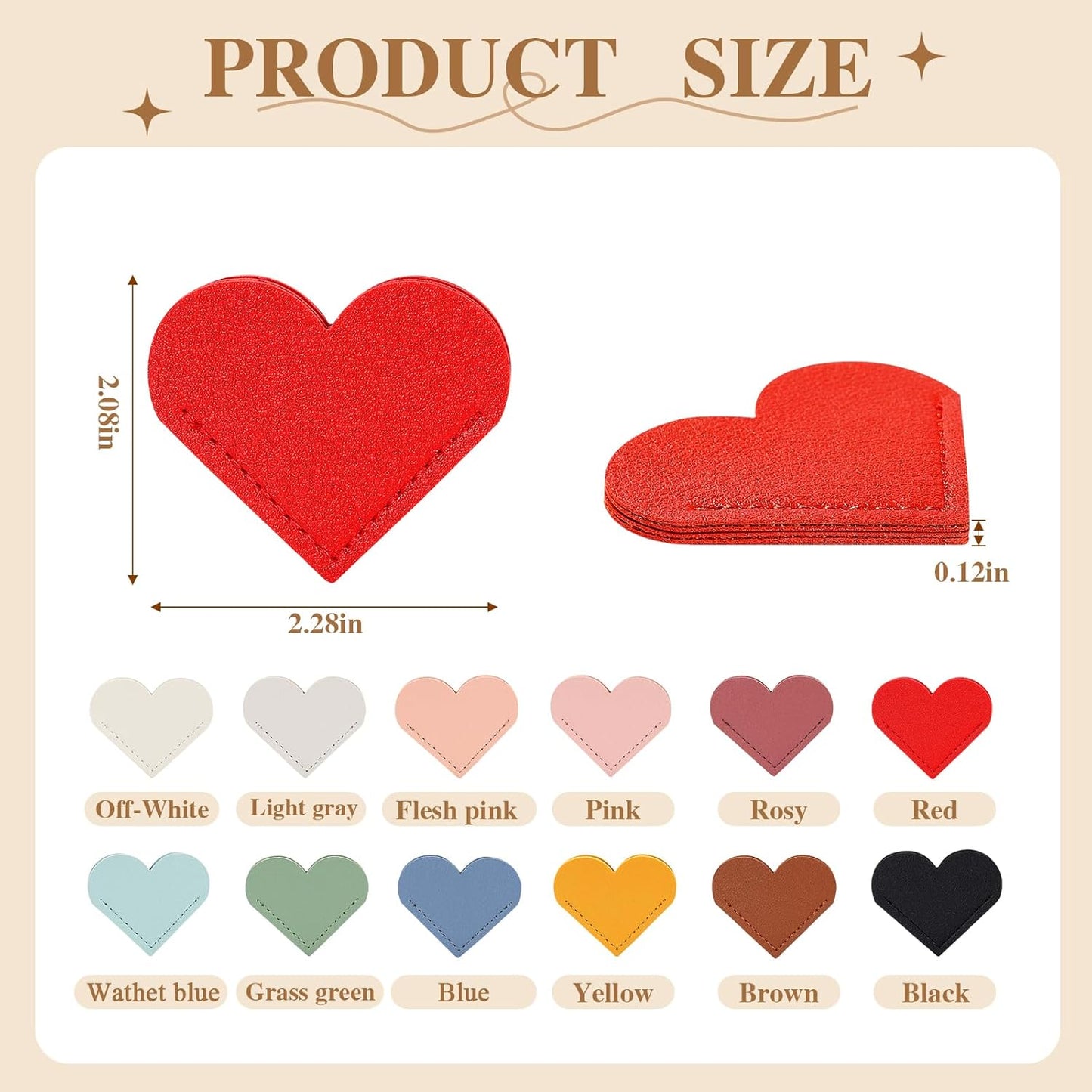 12 Pcs Bookmark Cute Bookmarks Leather Heart Book Marks for Women Men Kids Book Lovers Page Markers for Reading Teacher Students Appreciation Gifts School Office Supplies, 12 Colors