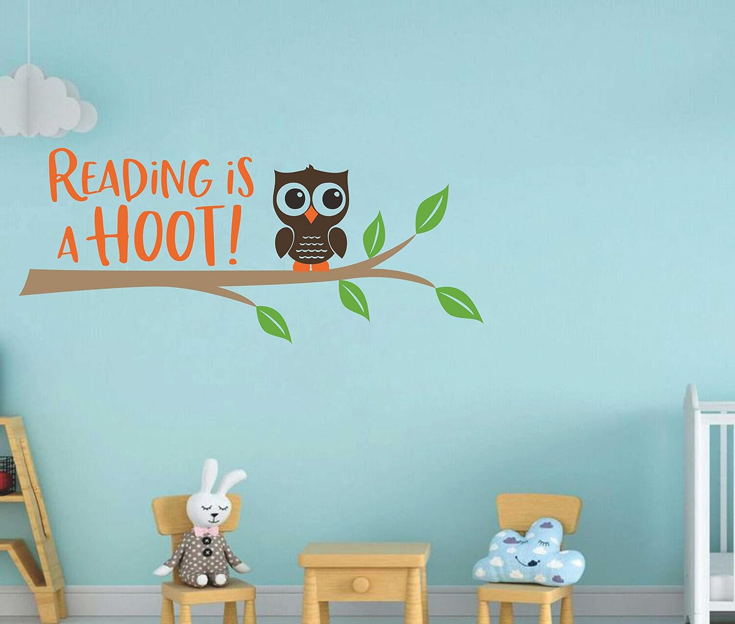 Reading is a Hoot Wall Decal Children Study Room Wall Art Teacher or Library Decor Vinyl Wall Stickers Quote Wall Décor A13 (Small)