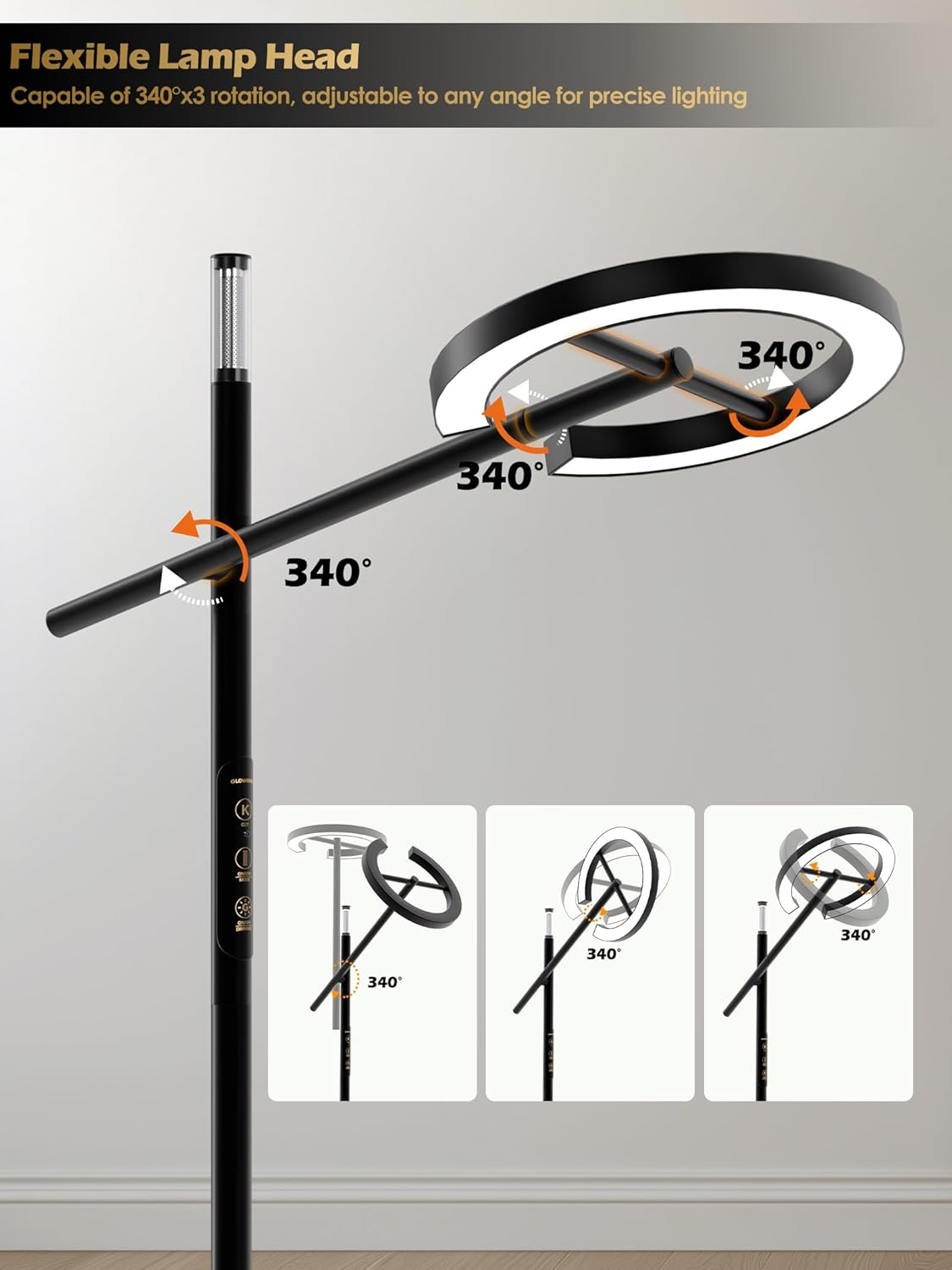 10000 Lux Light Therapy Lamp, LED UV-Free Sunlight Lamp, Smart Floor Lamp with Remote & App Control, Stepless Adjustable Brightness & Color Temps, Happy Lamp Light Therapy, Full Spectrum Sun Lamp
